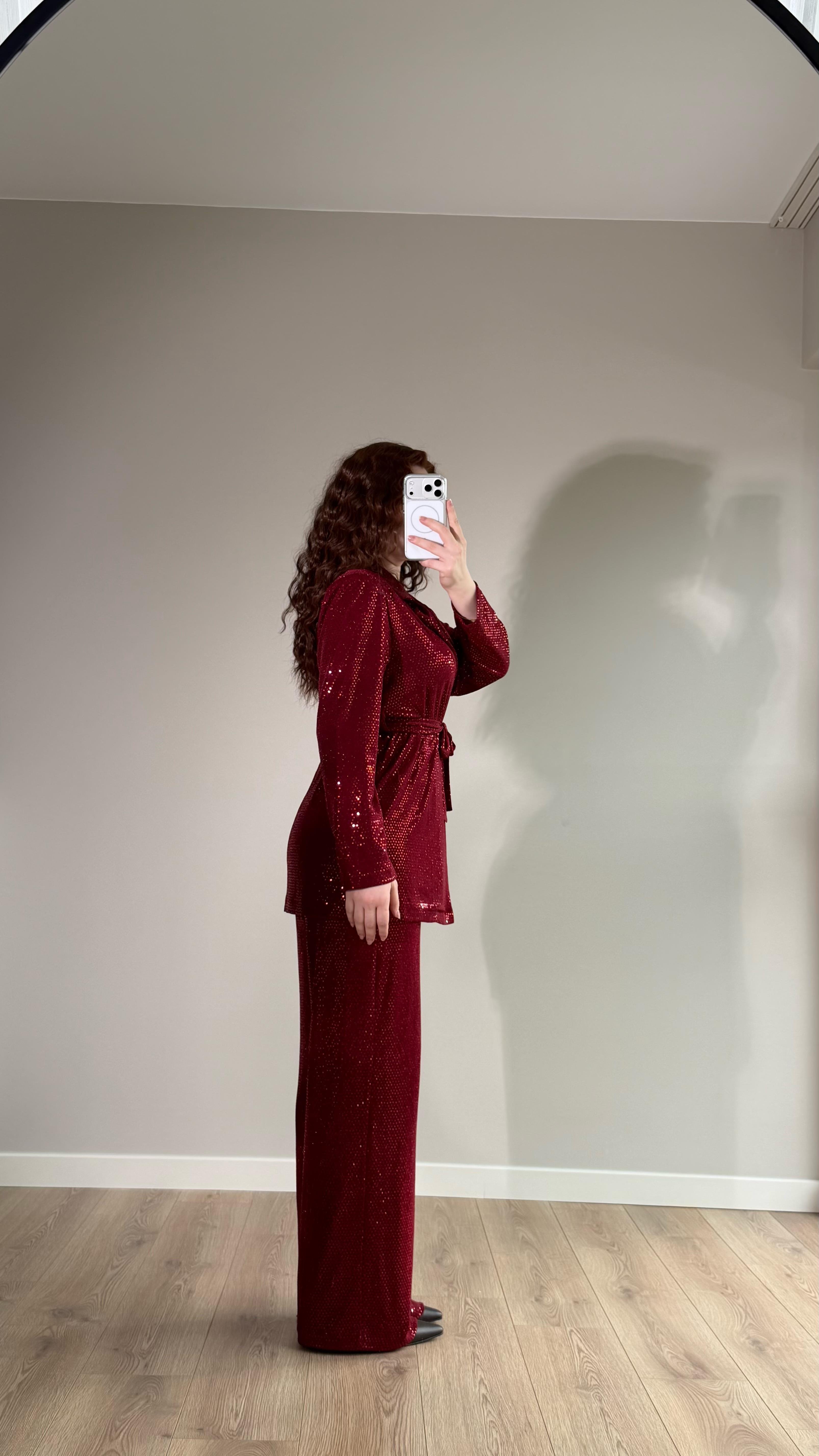 Pullu Premium Ceket Takım Bordo