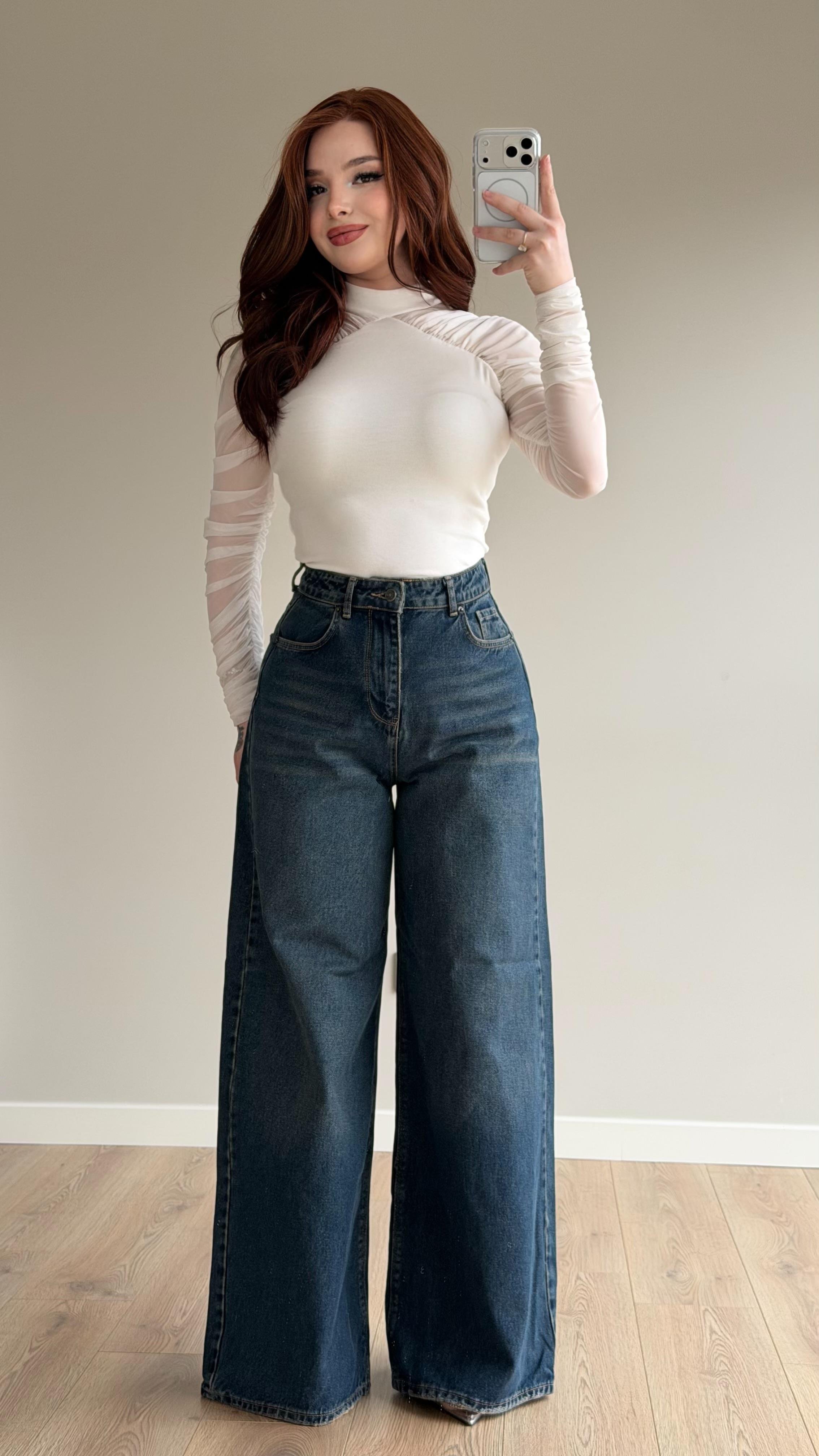 Quality Geniş Baggy Yeşil Tint Pantolon 