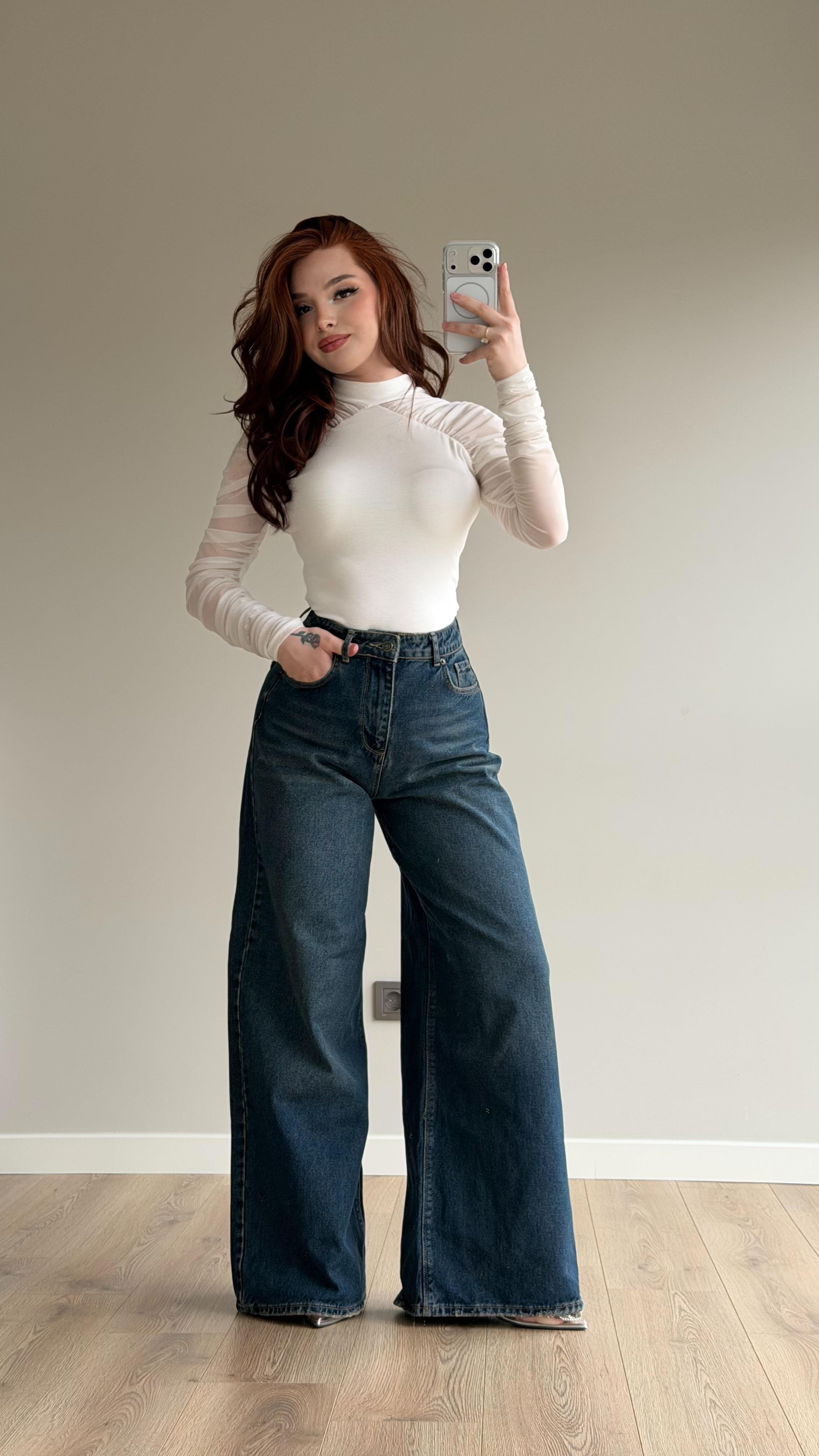 Quality Geniş Baggy Yeşil Tint Pantolon 