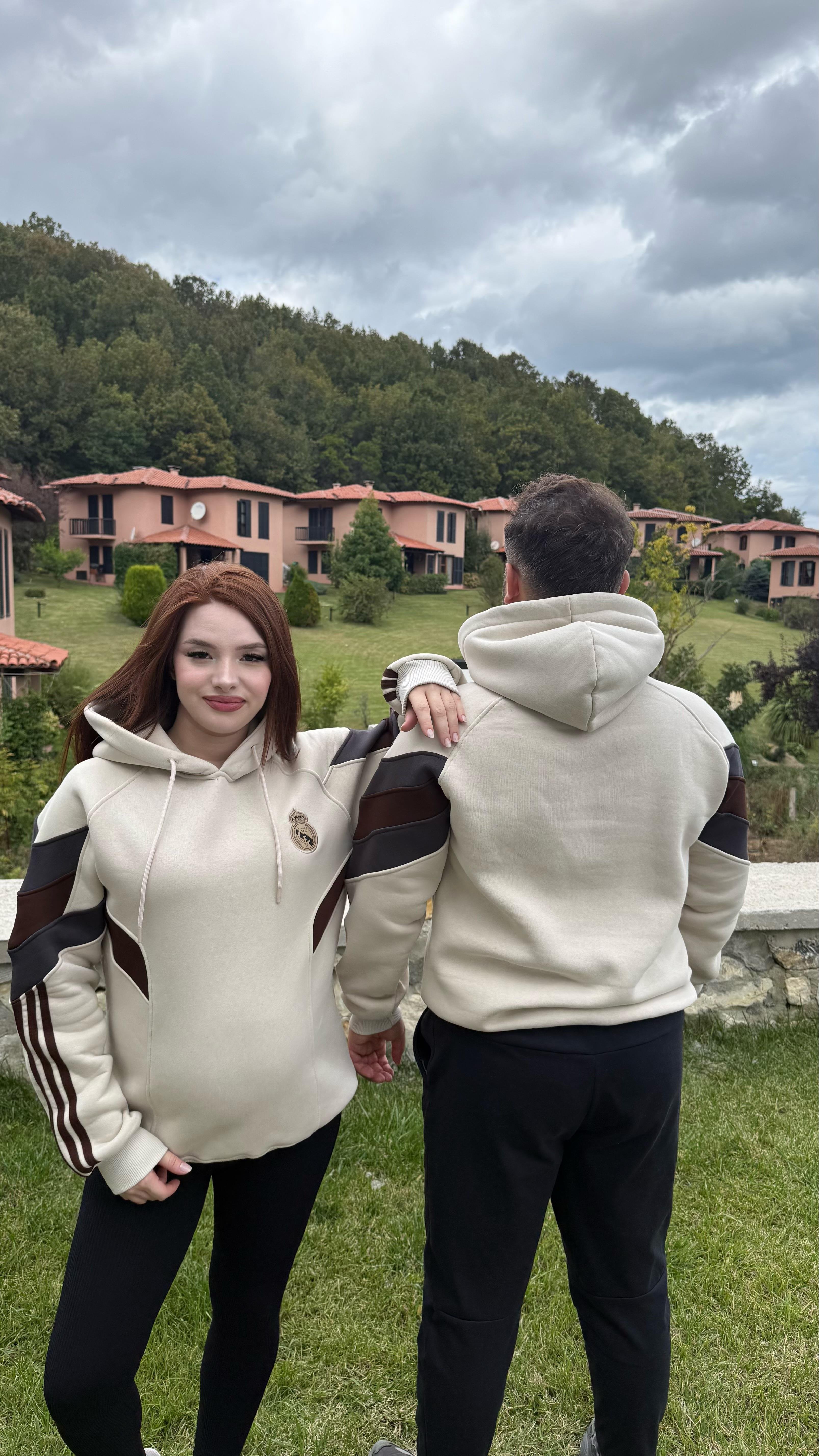 Real Madrid Kapüşonlu Sweat Bej