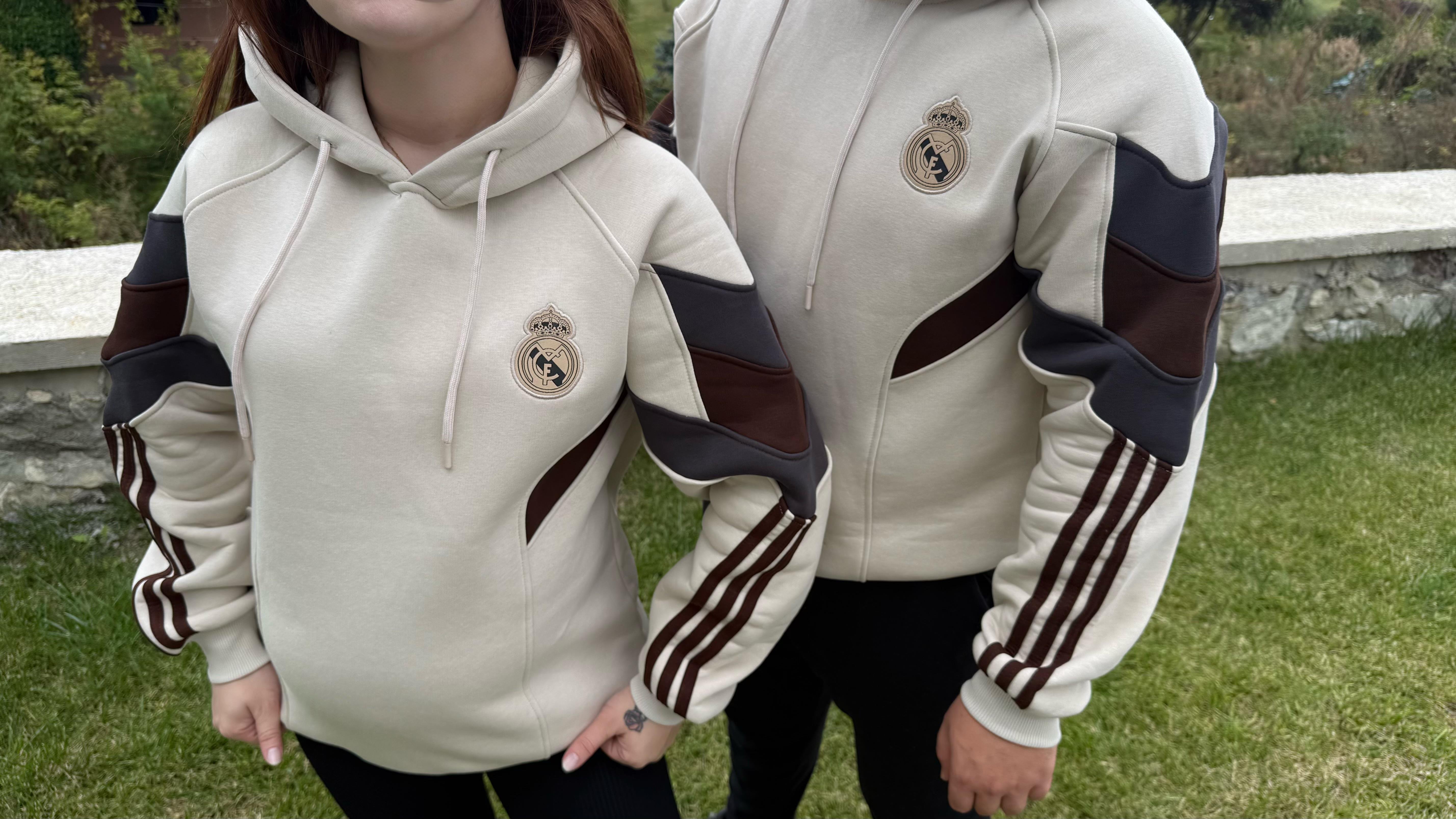 Real Madrid Kapüşonlu Sweat Bej