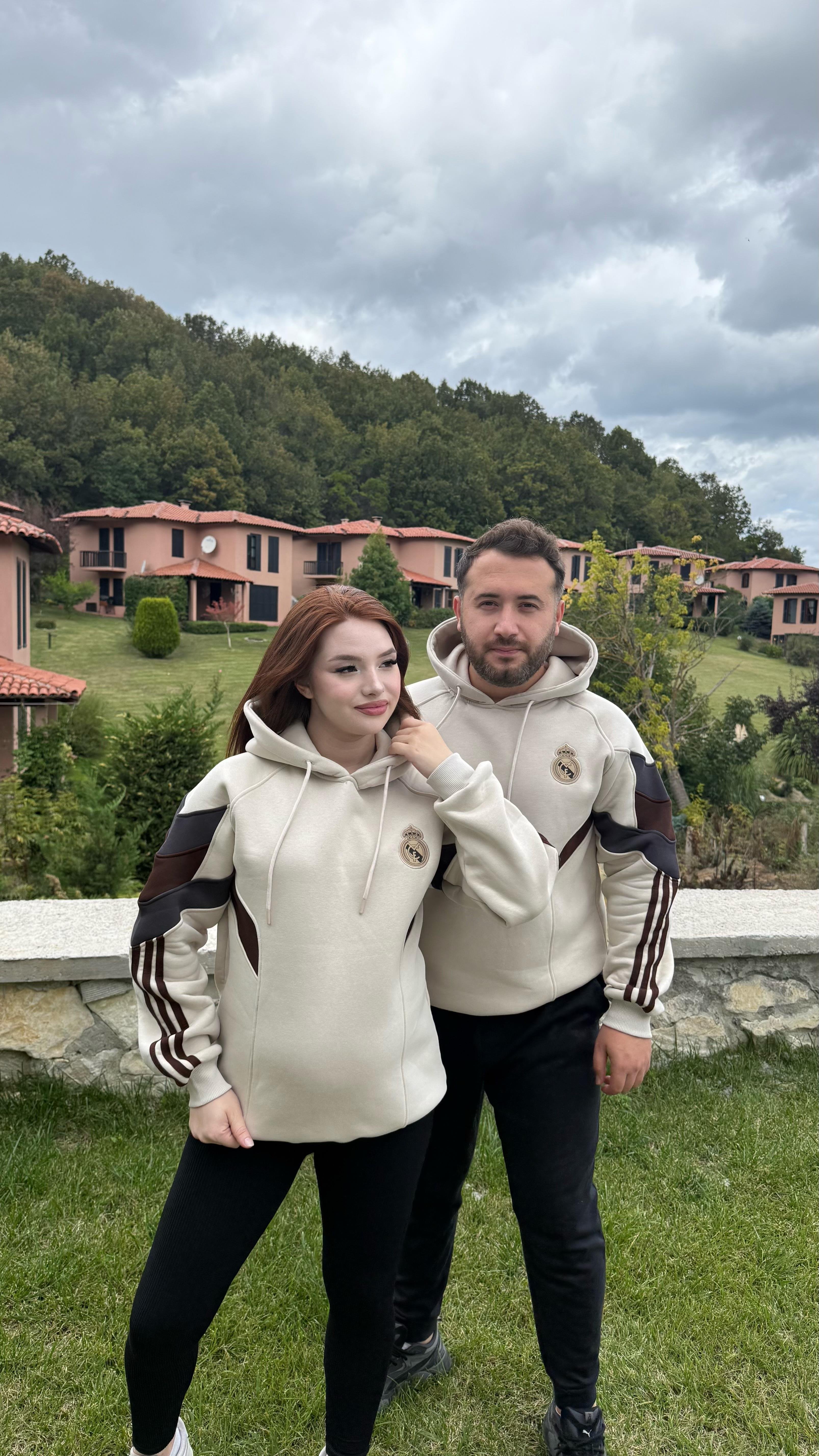 Real Madrid Kapüşonlu Sweat Bej