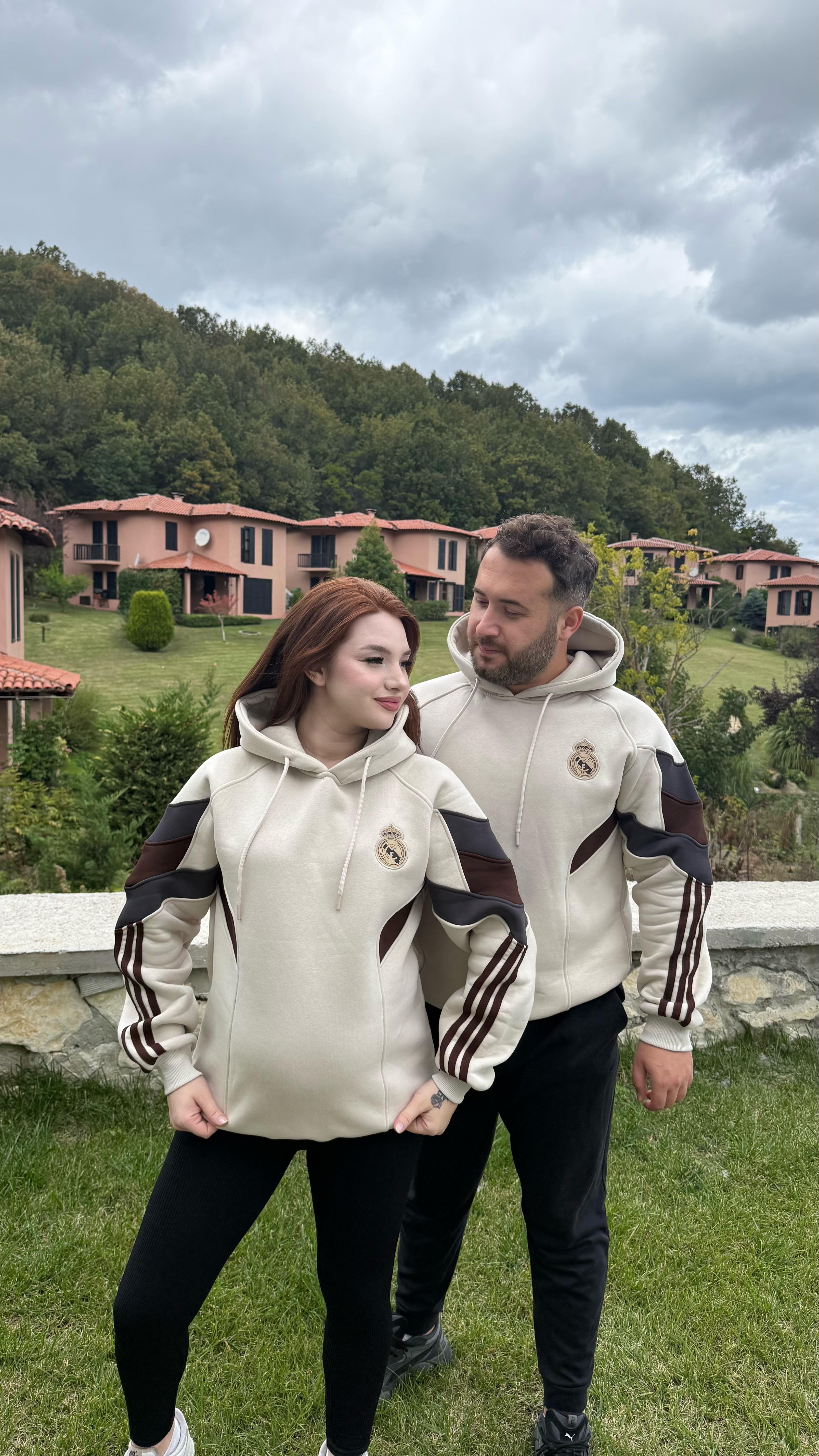 Real Madrid Kapüşonlu Sweat Bej