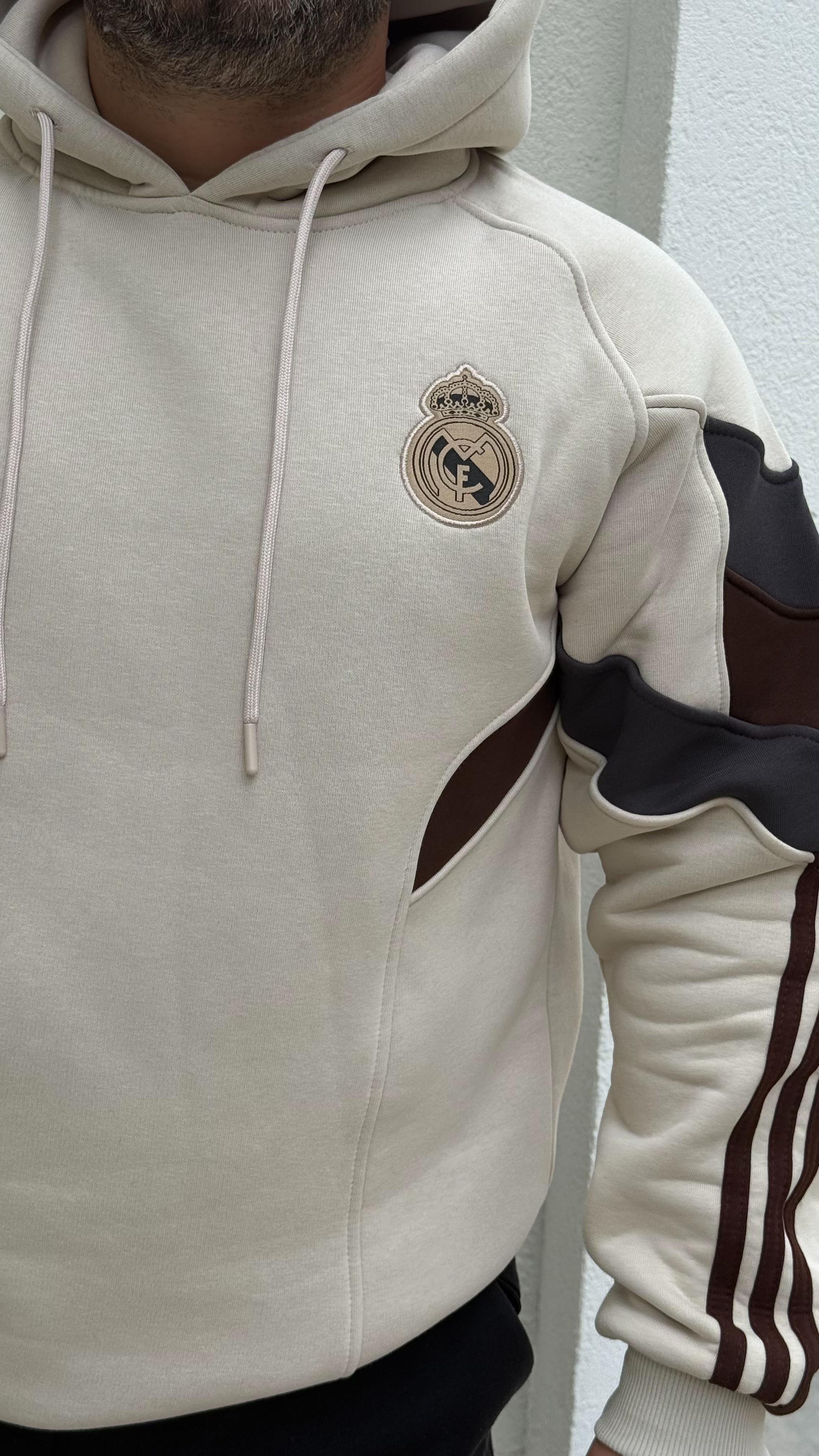 Real Madrid Kapüşonlu Sweat Bej