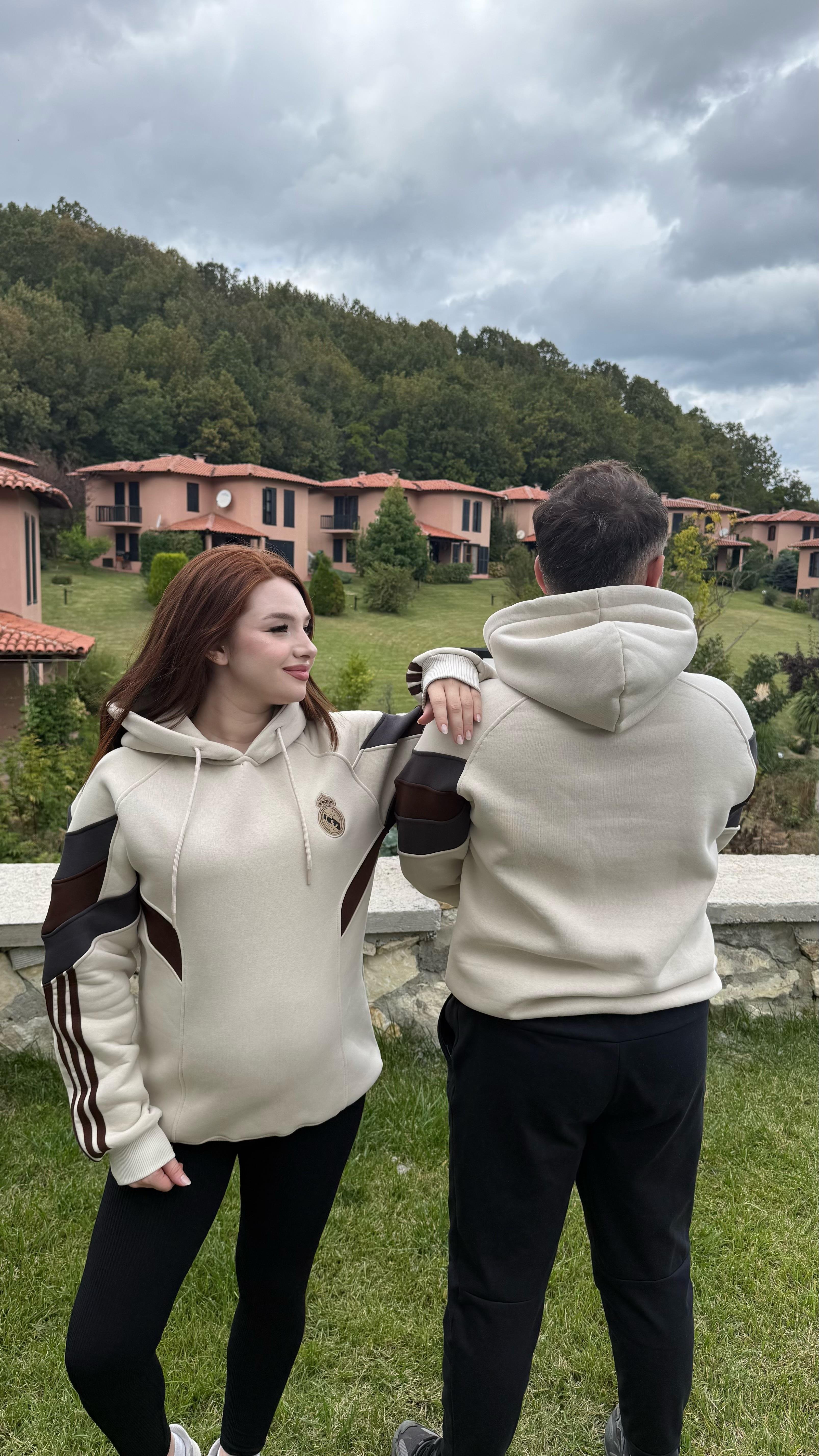 Real Madrid Kapüşonlu Sweat Bej