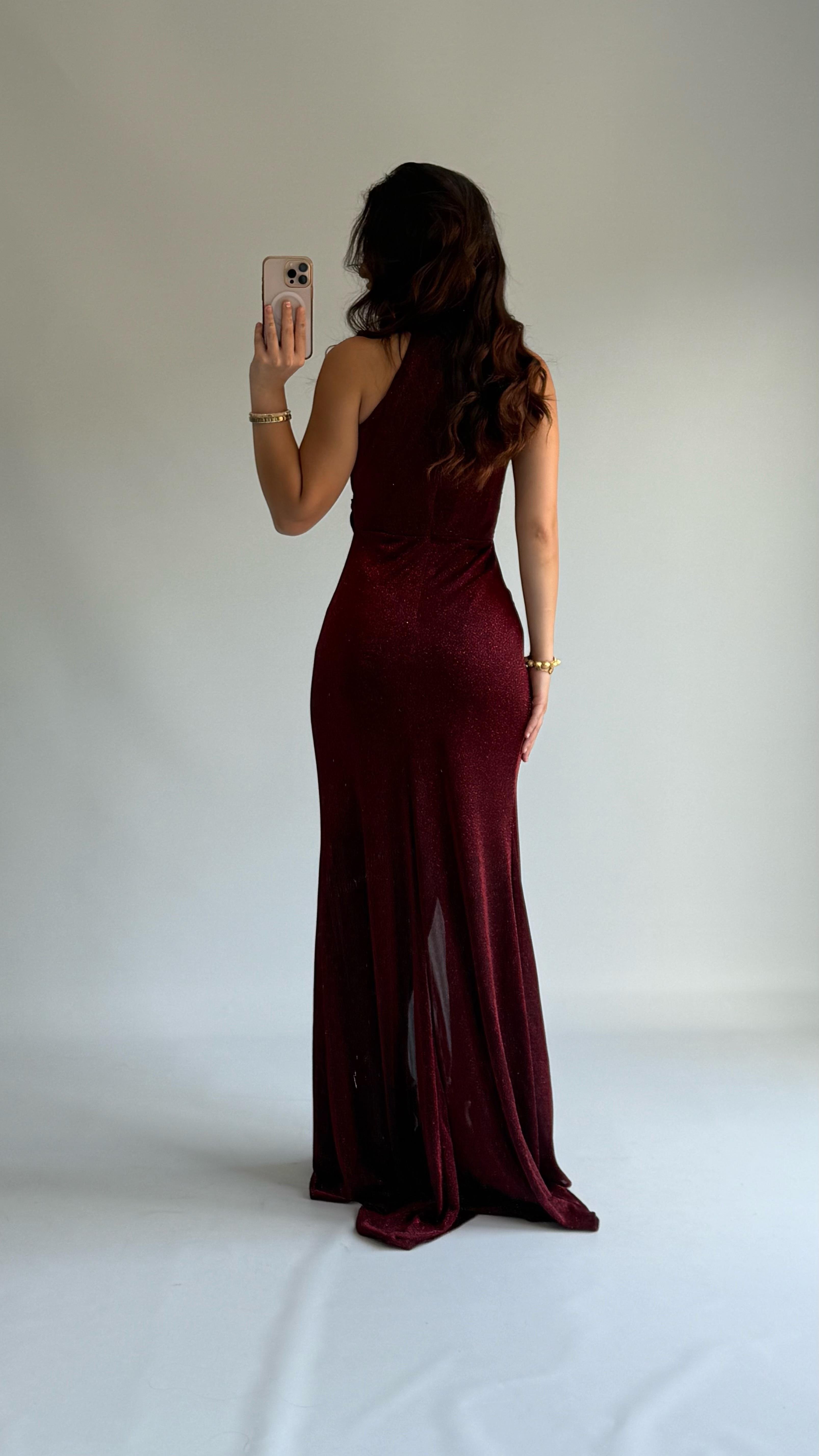 Rebekah Sıfır Kol Abiye Bordo