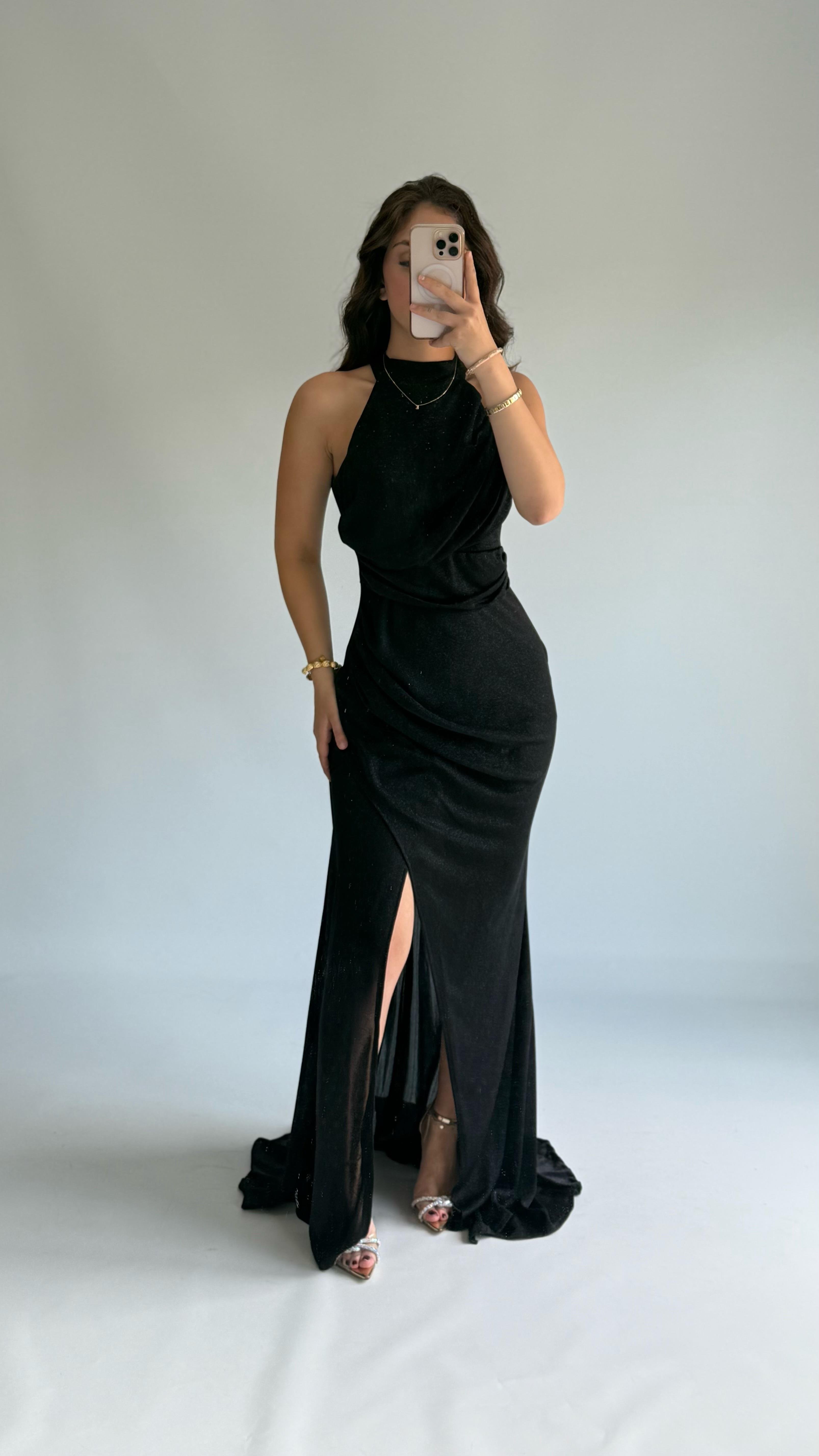 Rebekah Sıfır Kol Abiye Siyah