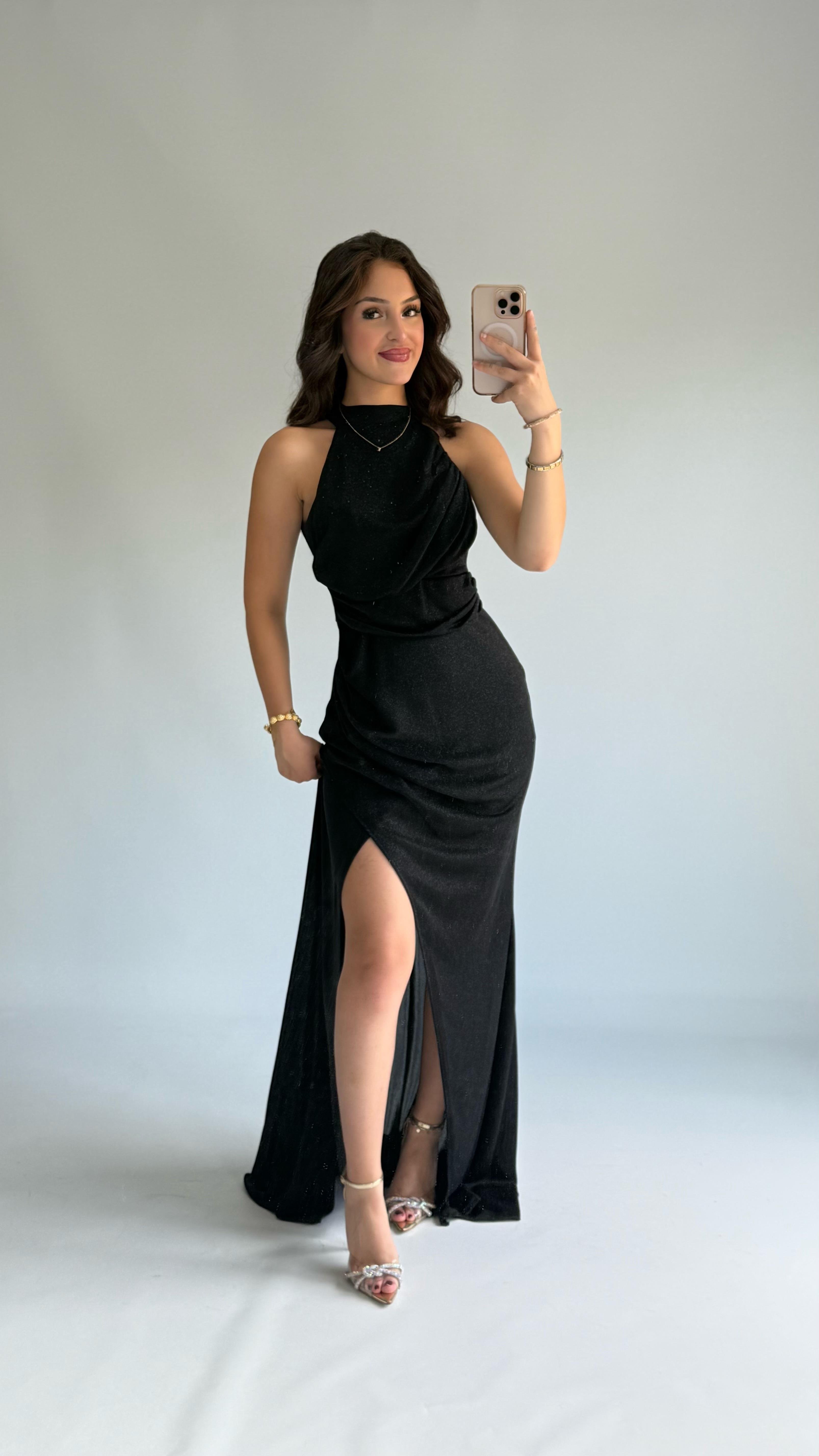 Rebekah Sıfır Kol Abiye Siyah