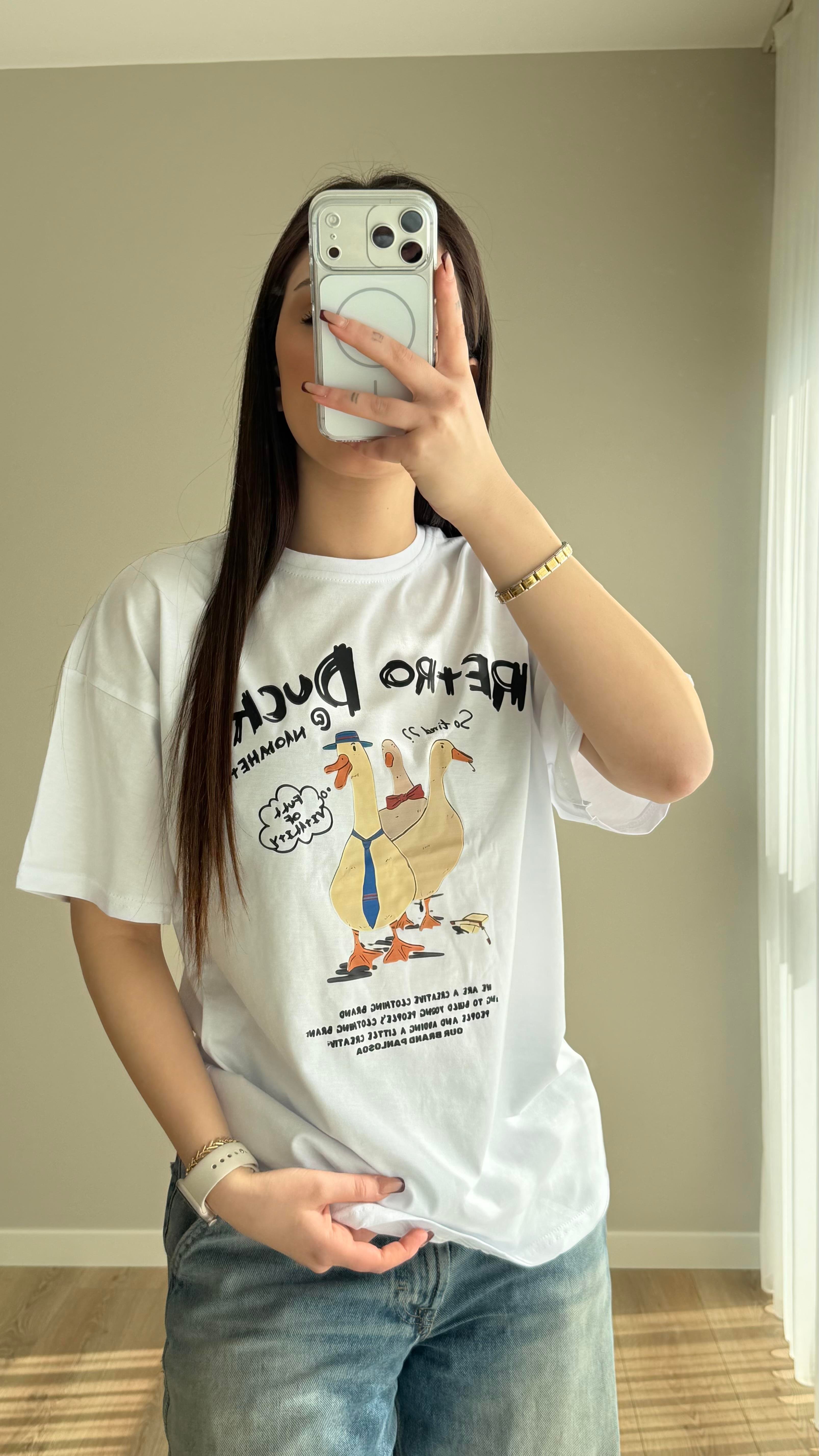 Retro Duck Tişört Beyaz