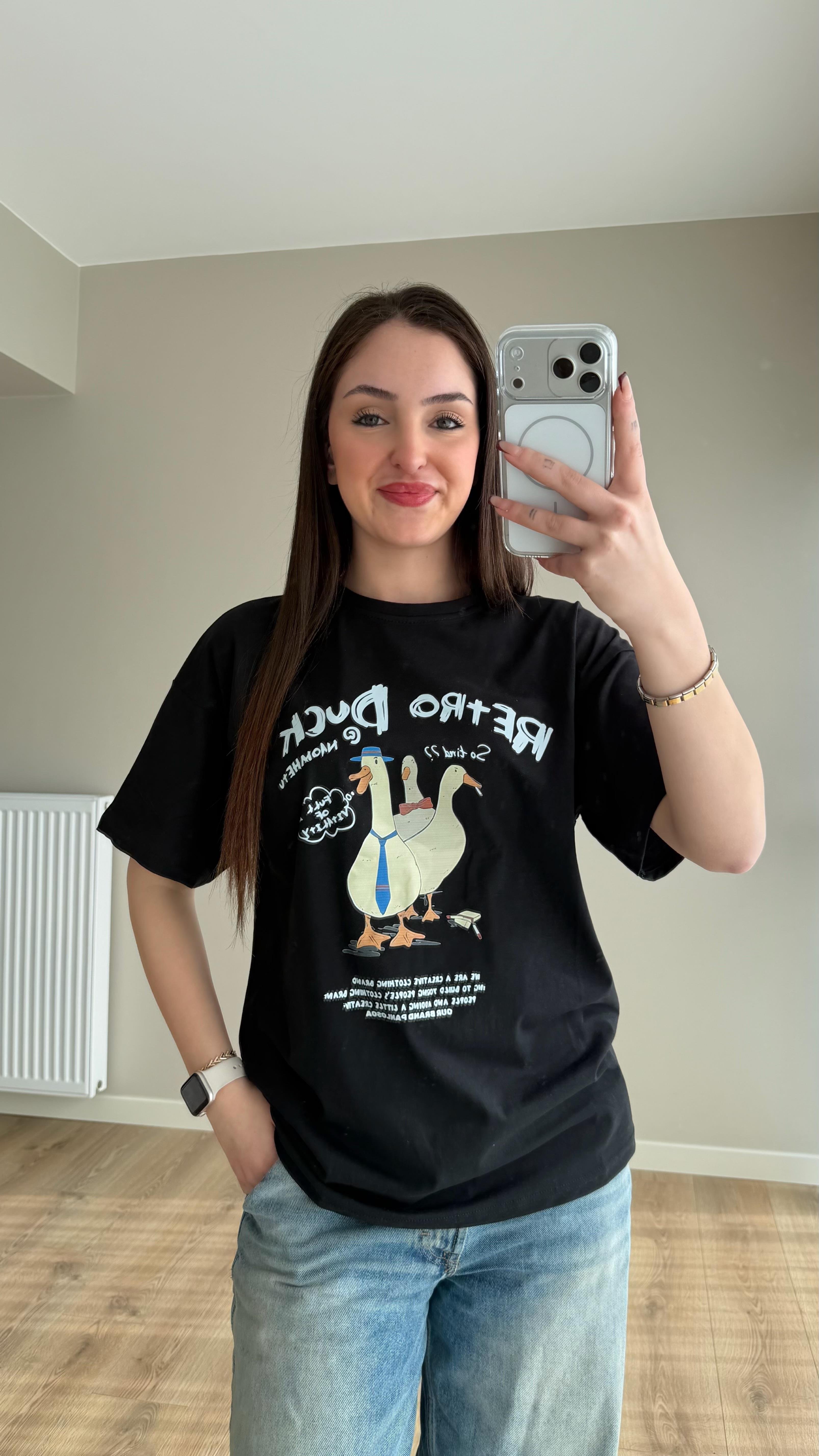 Retro Duck Tişört Siyah