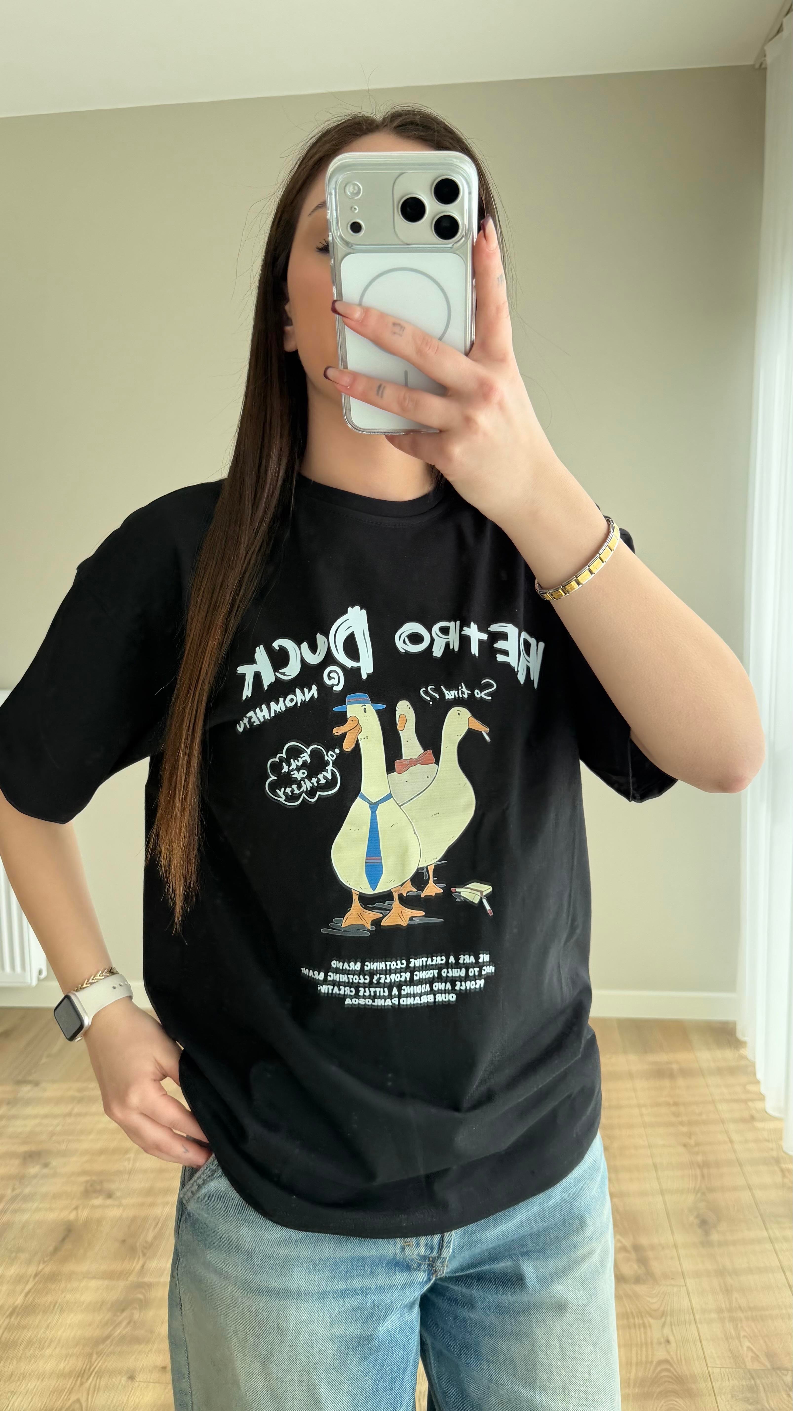 Retro Duck Tişört Siyah