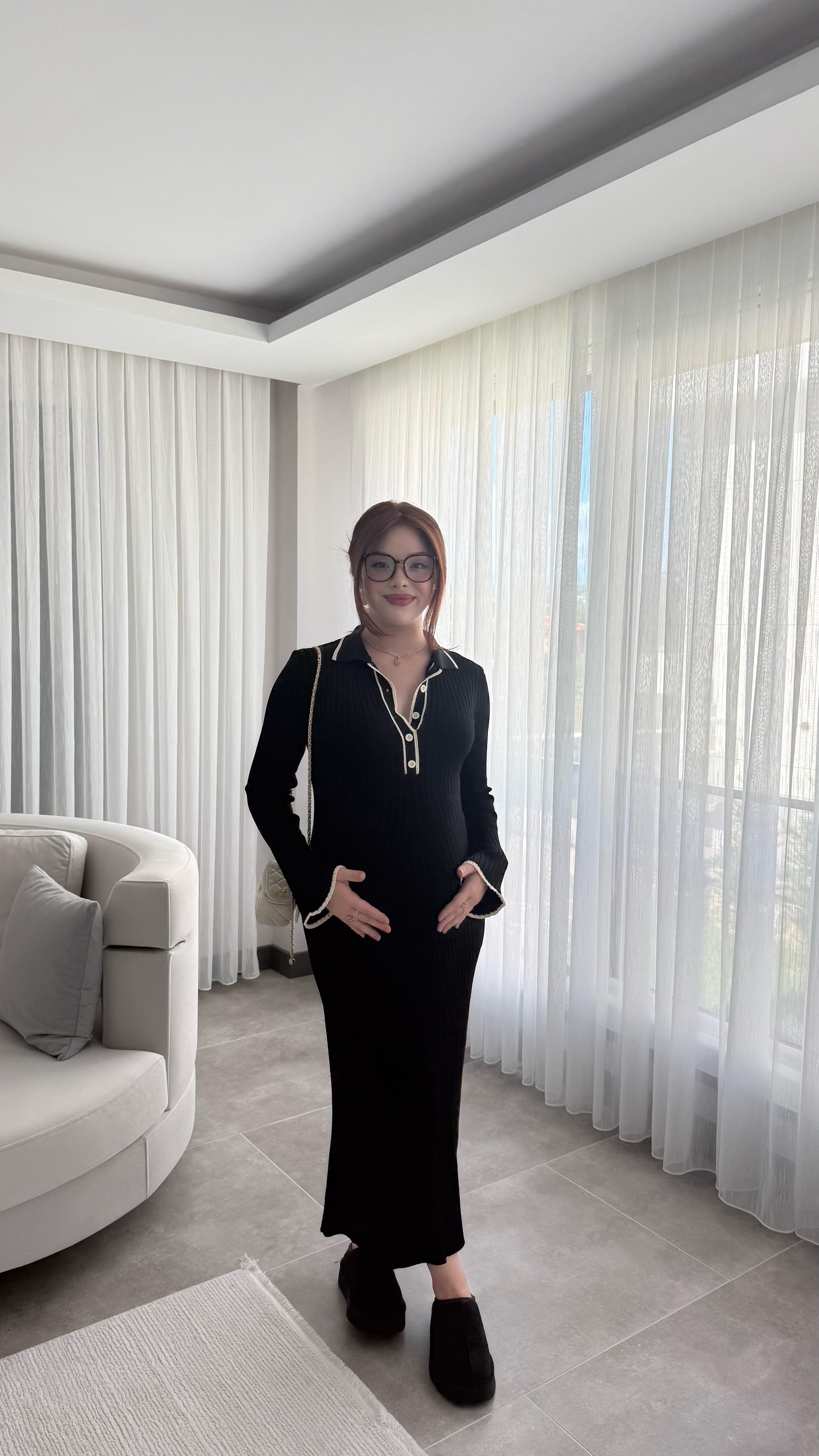 Rita Polo Yaka Triko Elbise Siyah