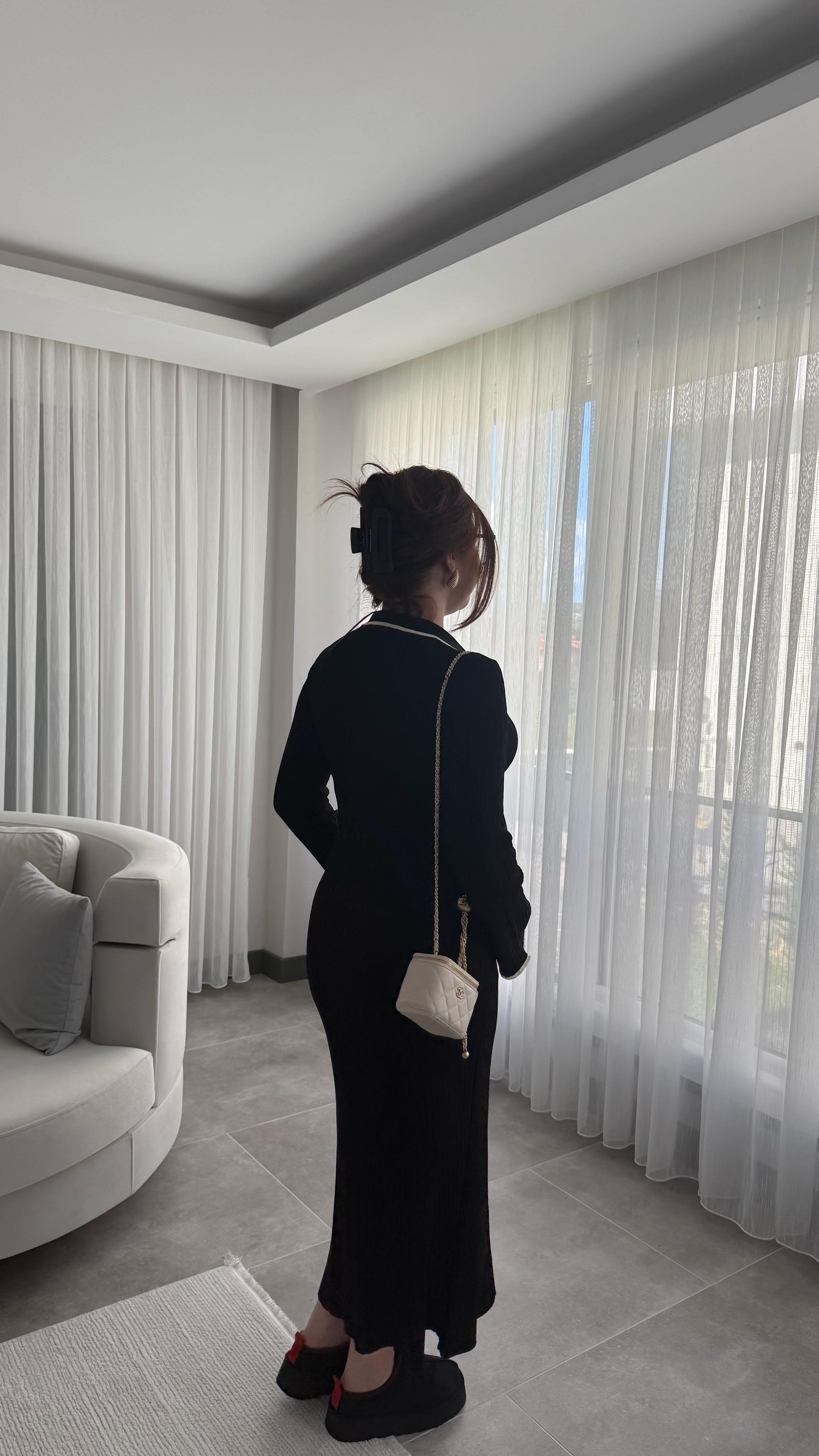 Rita Polo Yaka Triko Elbise Siyah