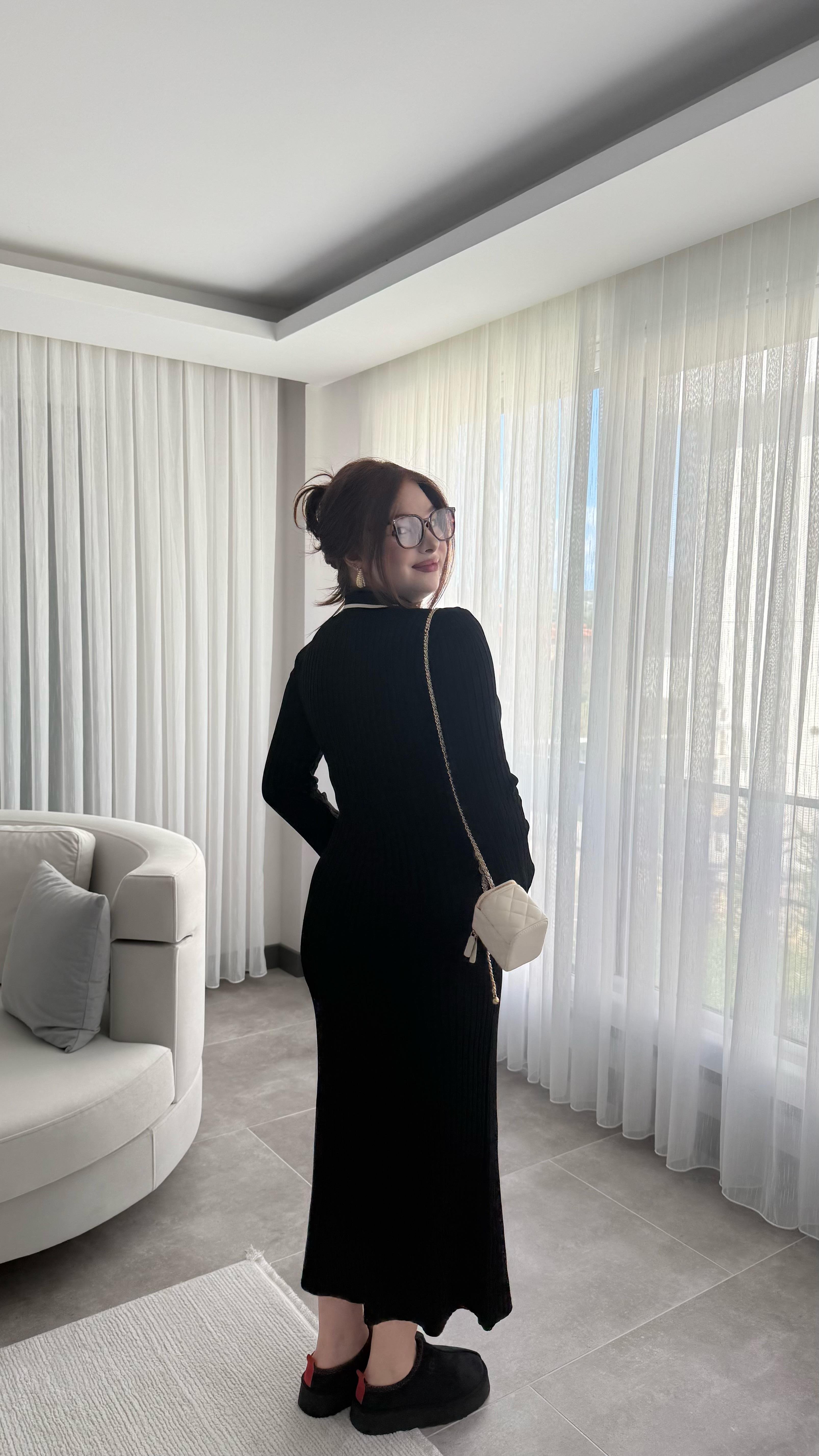 Rita Polo Yaka Triko Elbise Siyah