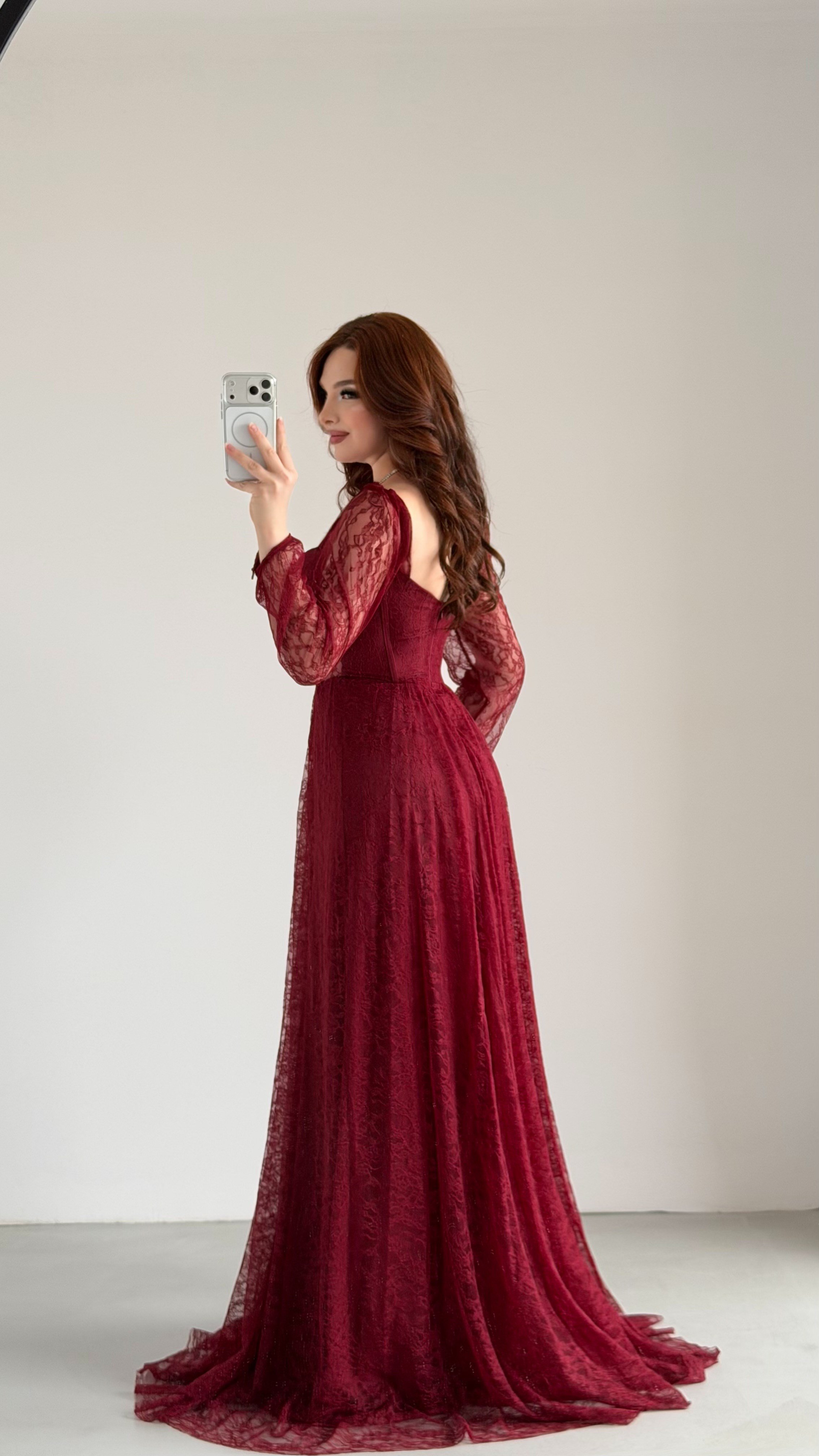 Romance Dantelli Abiye Bordo