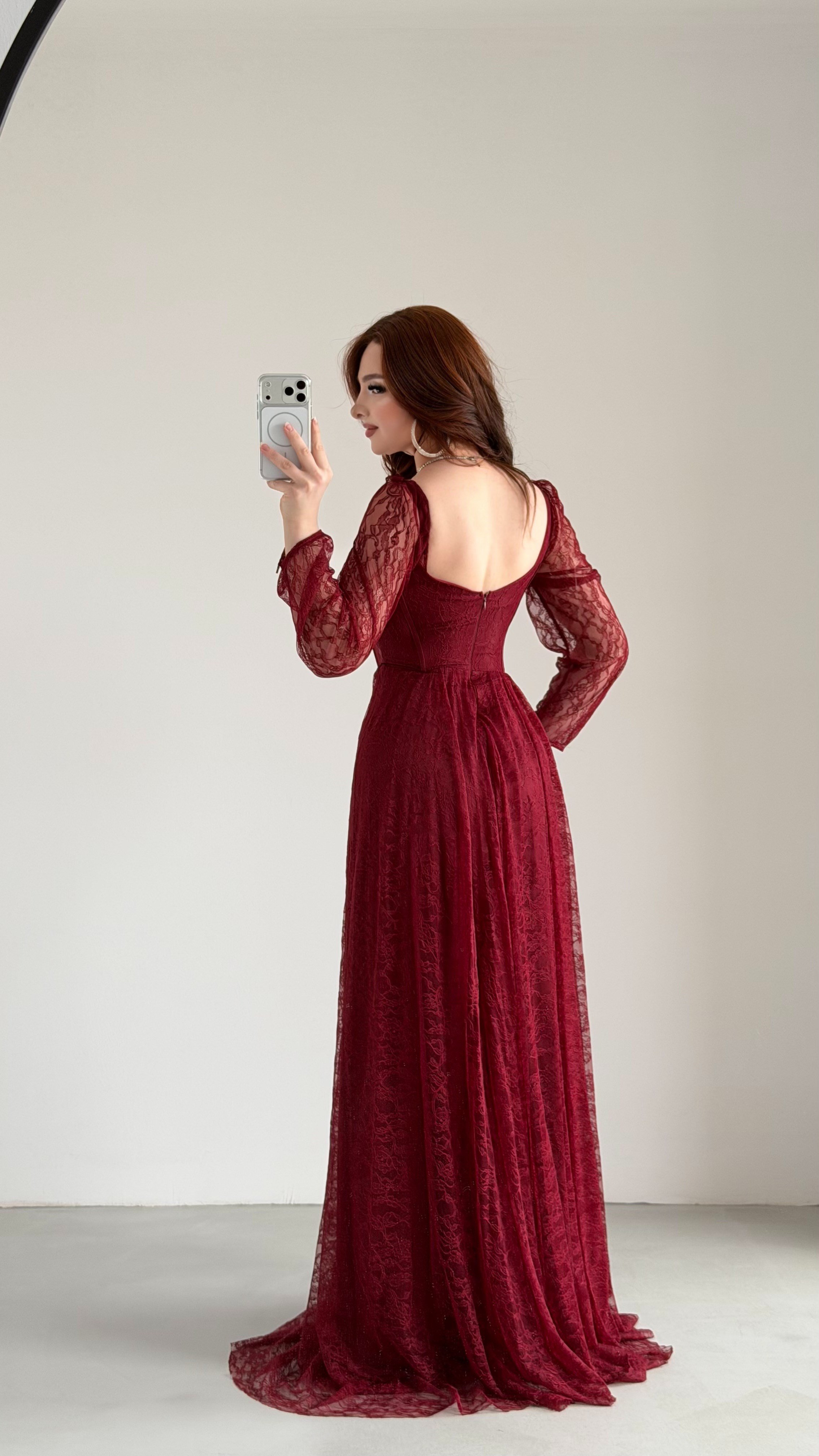 Romance Dantelli Abiye Bordo