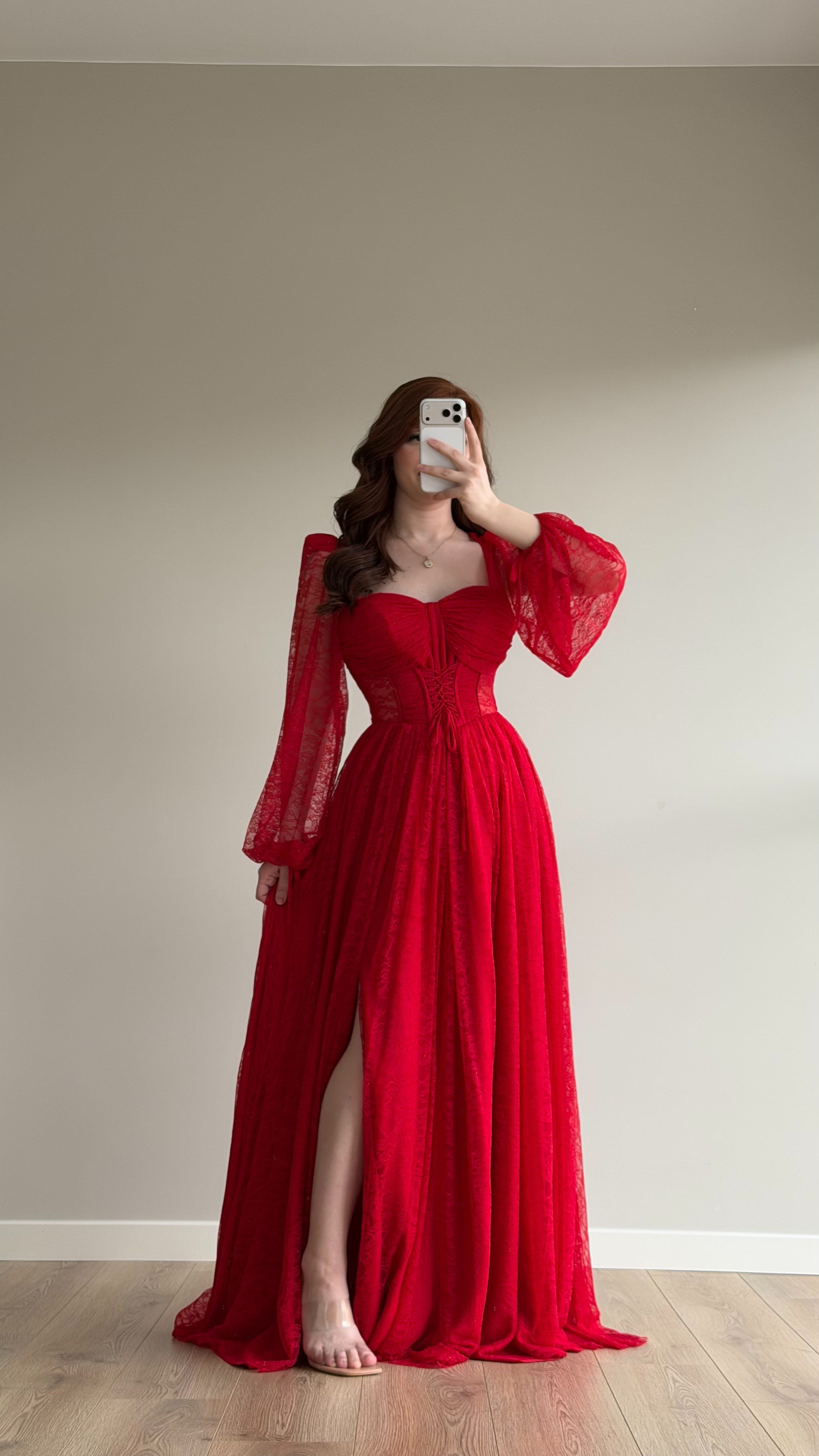 Romance Dantelli Abiye Kırmızı 