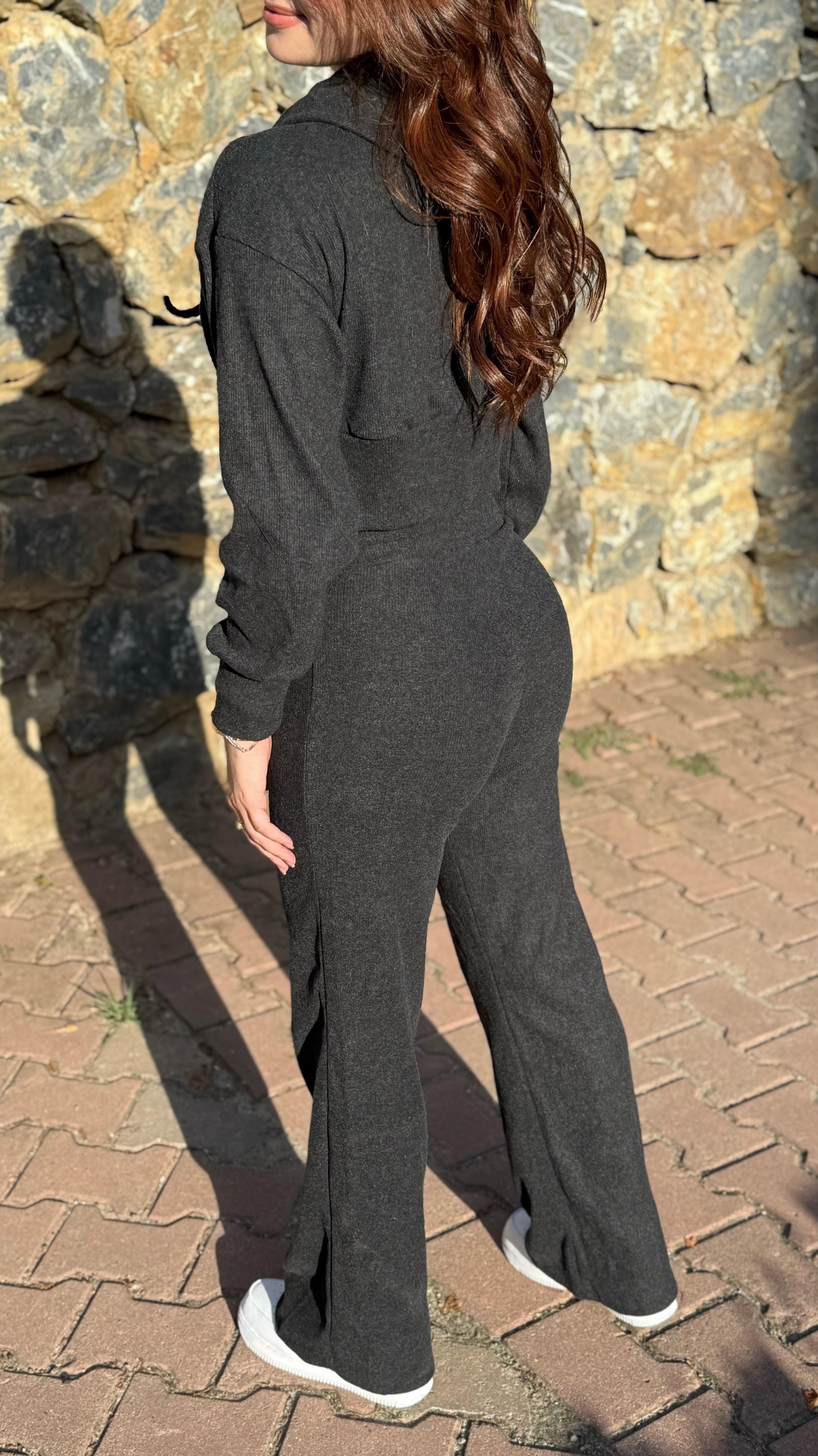 Ronessme Crop Hırka Takım Antrasit