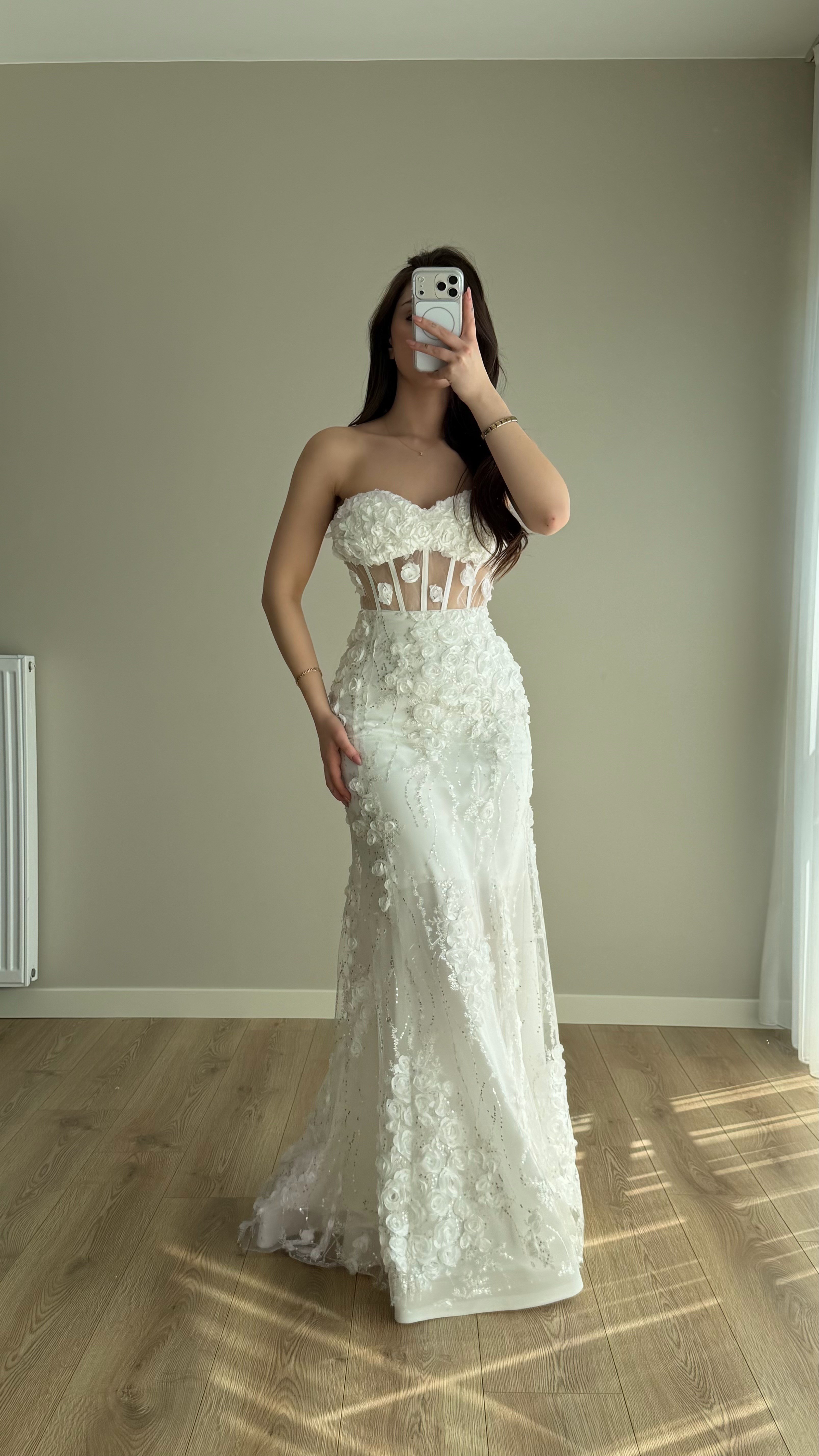 Rose Balık Abiye Beyaz