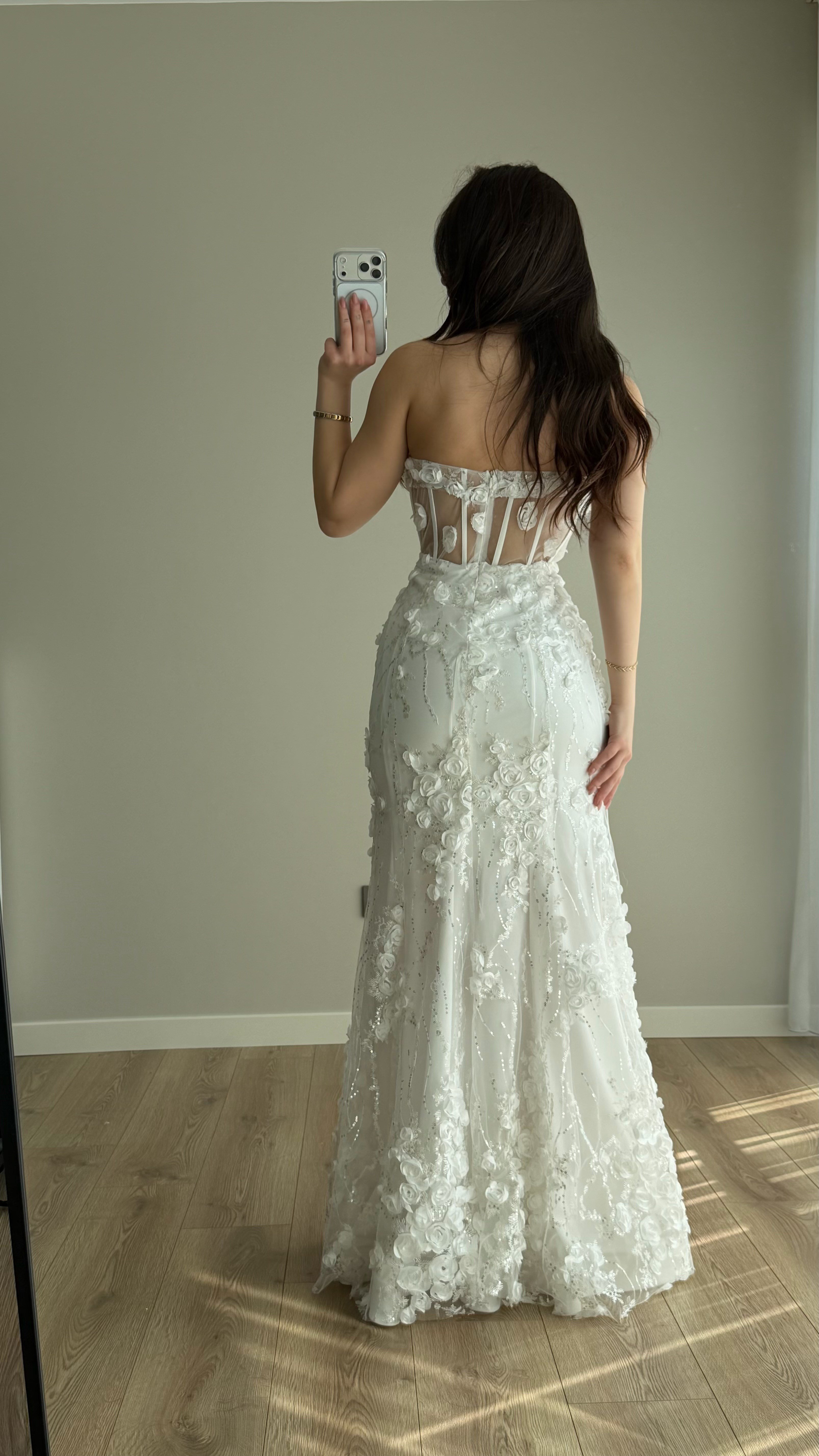 Rose Balık Abiye Beyaz