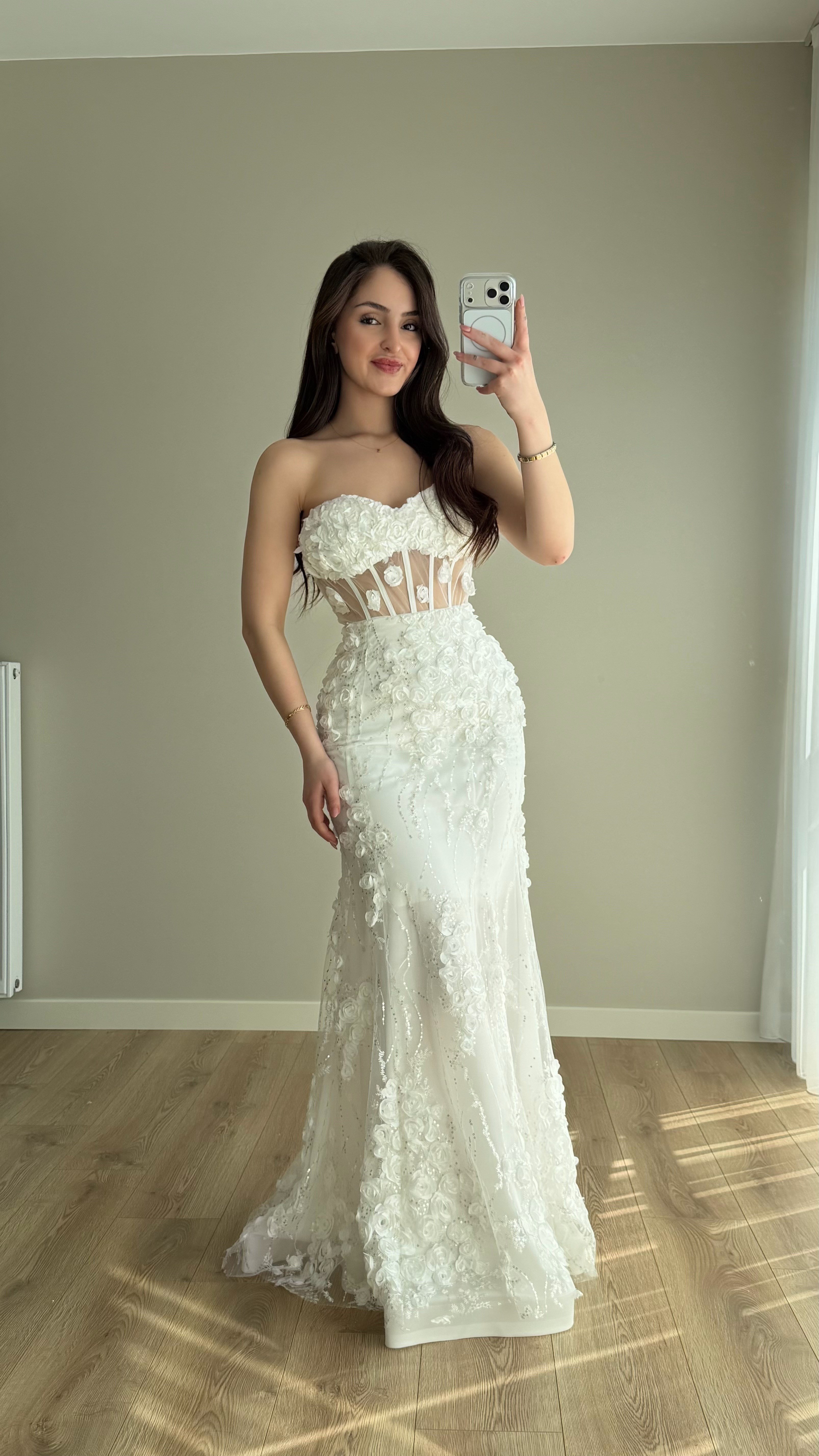 Rose Balık Abiye Beyaz