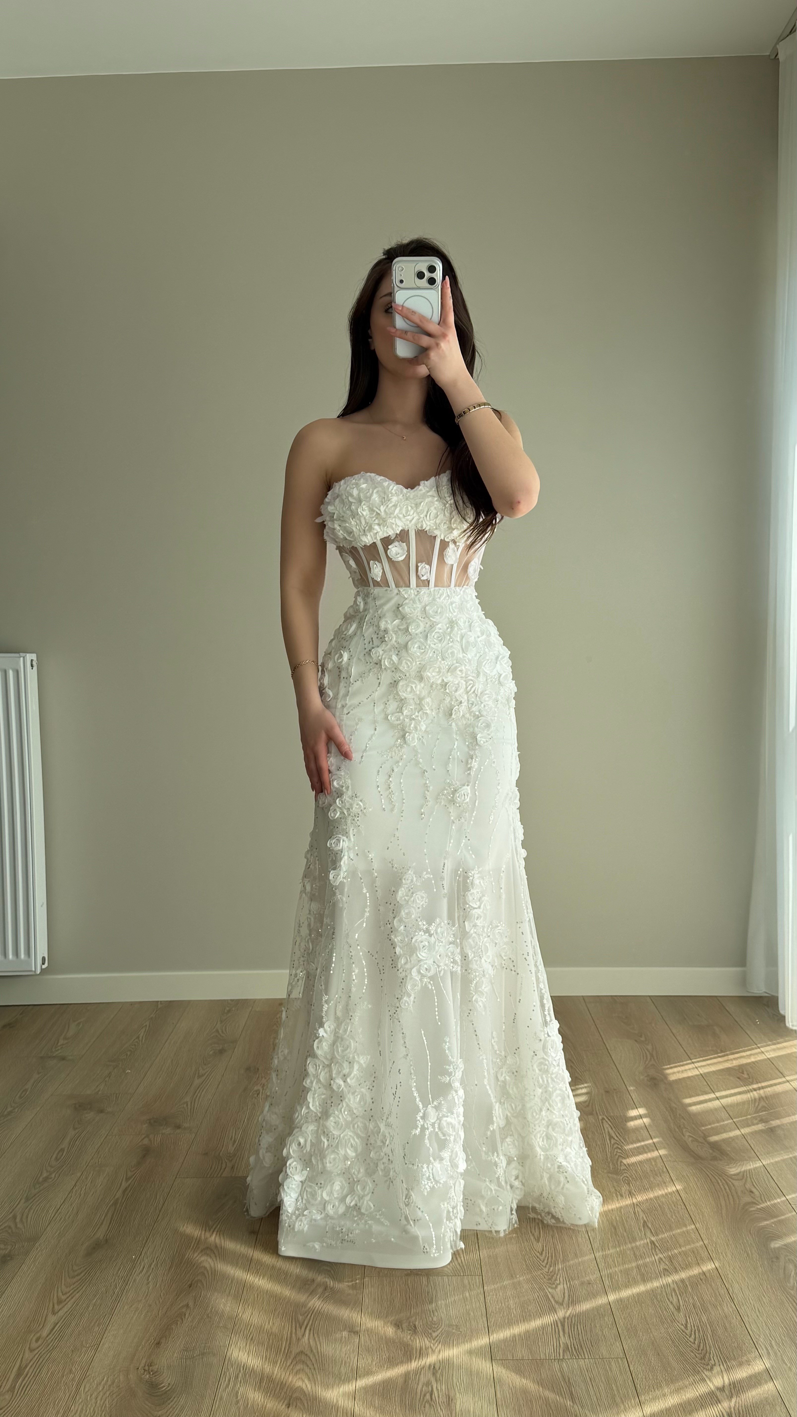 Rose Balık Abiye Beyaz