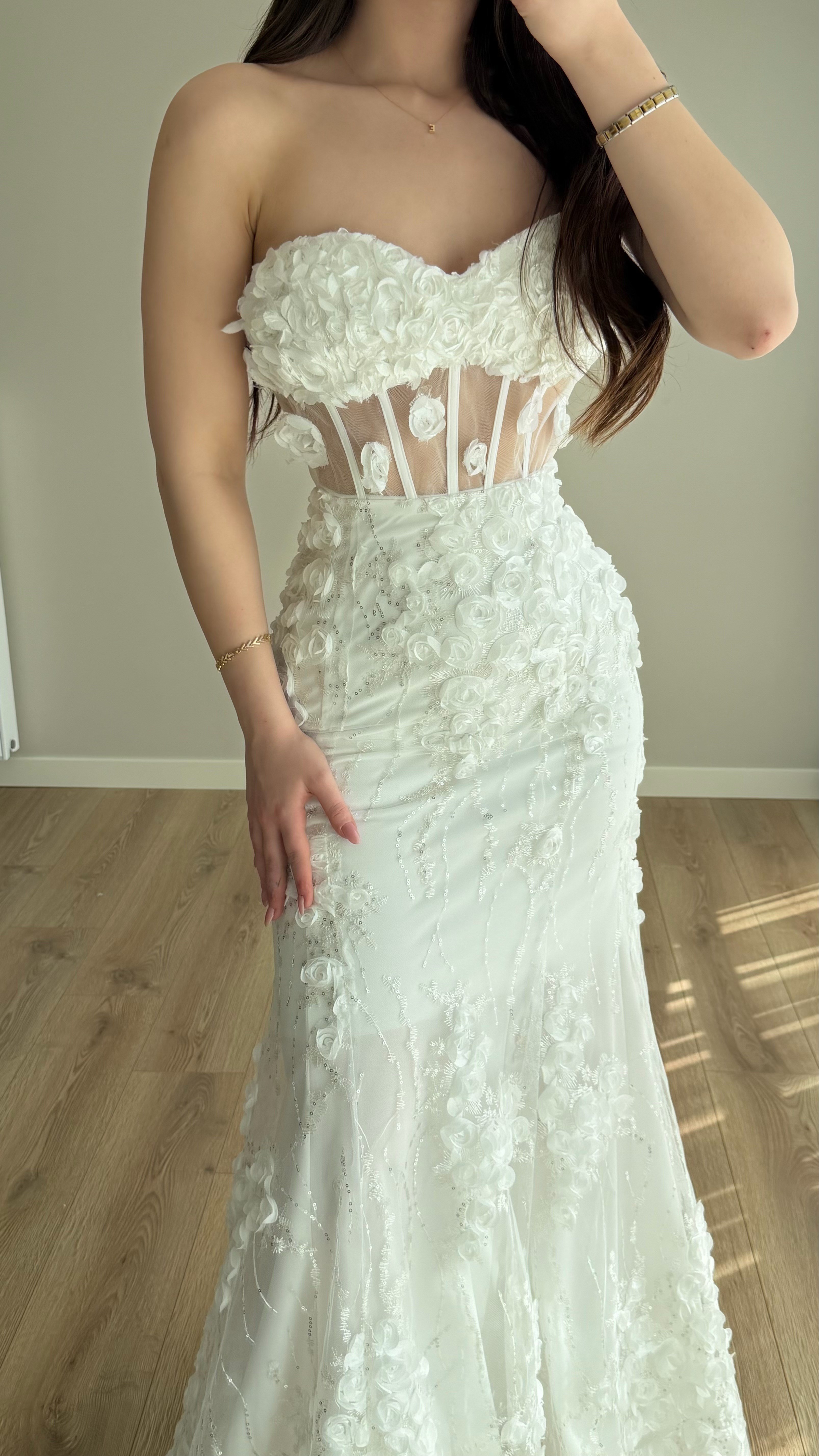 Rose Balık Abiye Beyaz