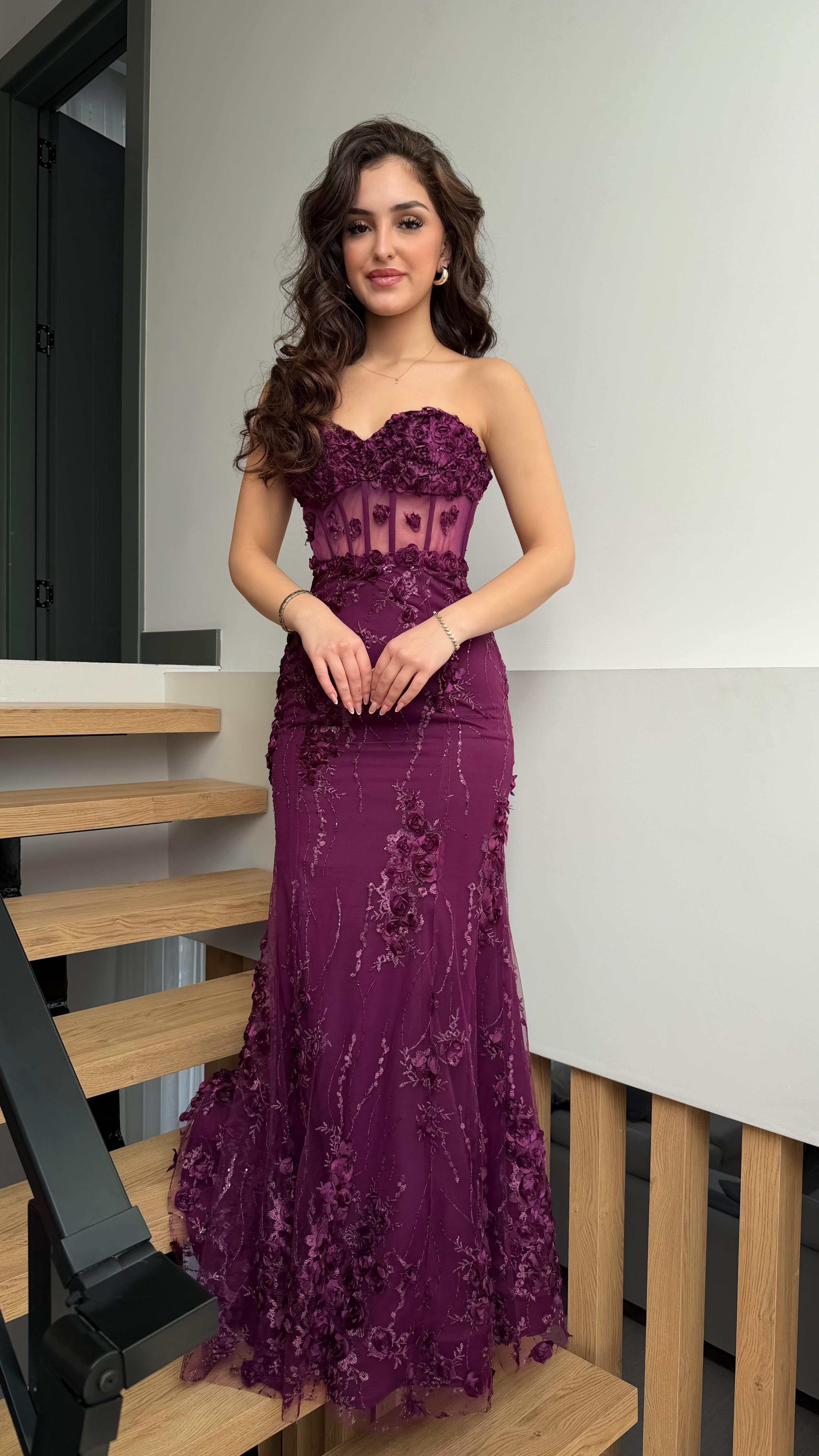 Rose Balık Abiye Mor