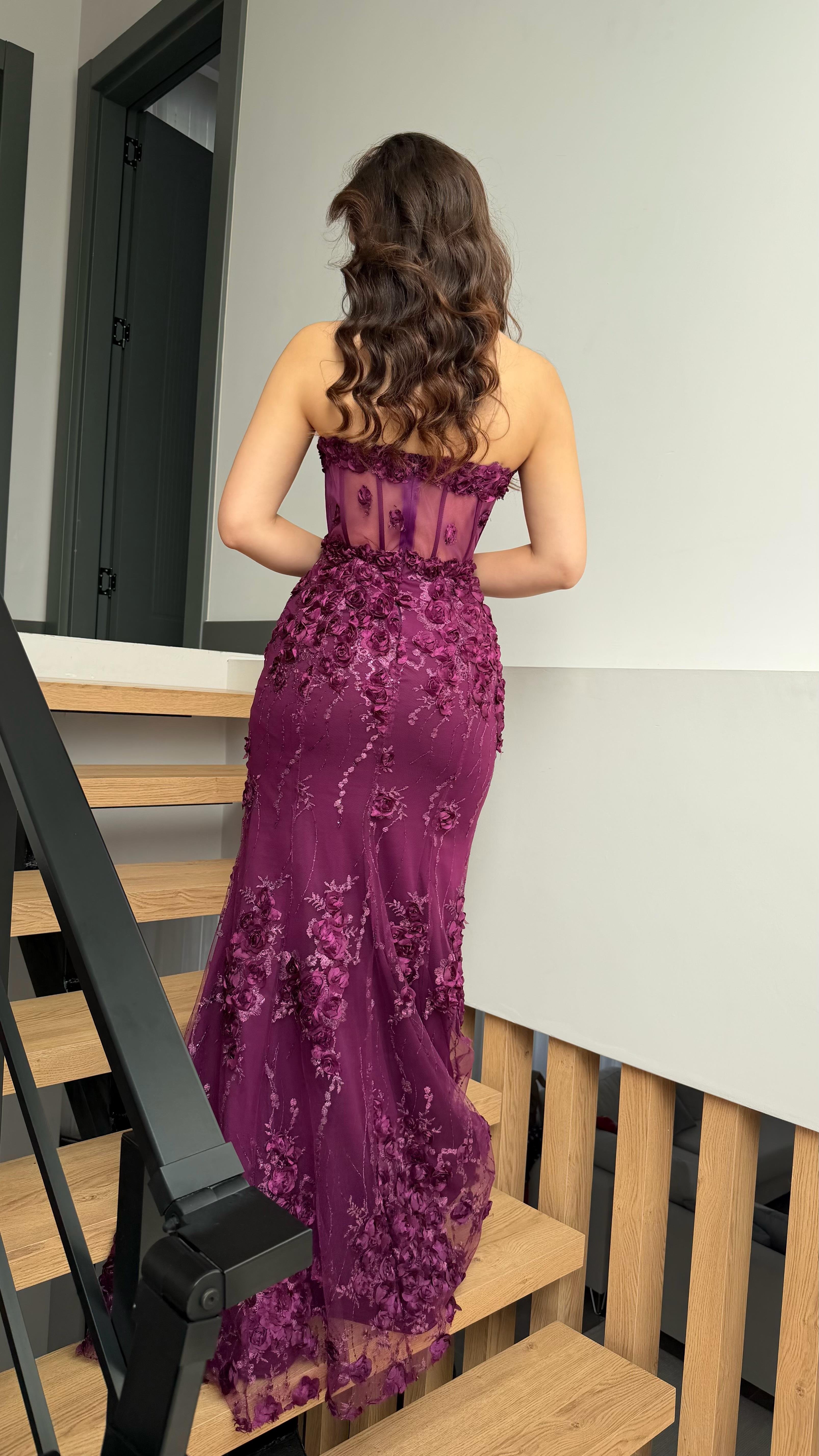 Rose Balık Abiye Mor