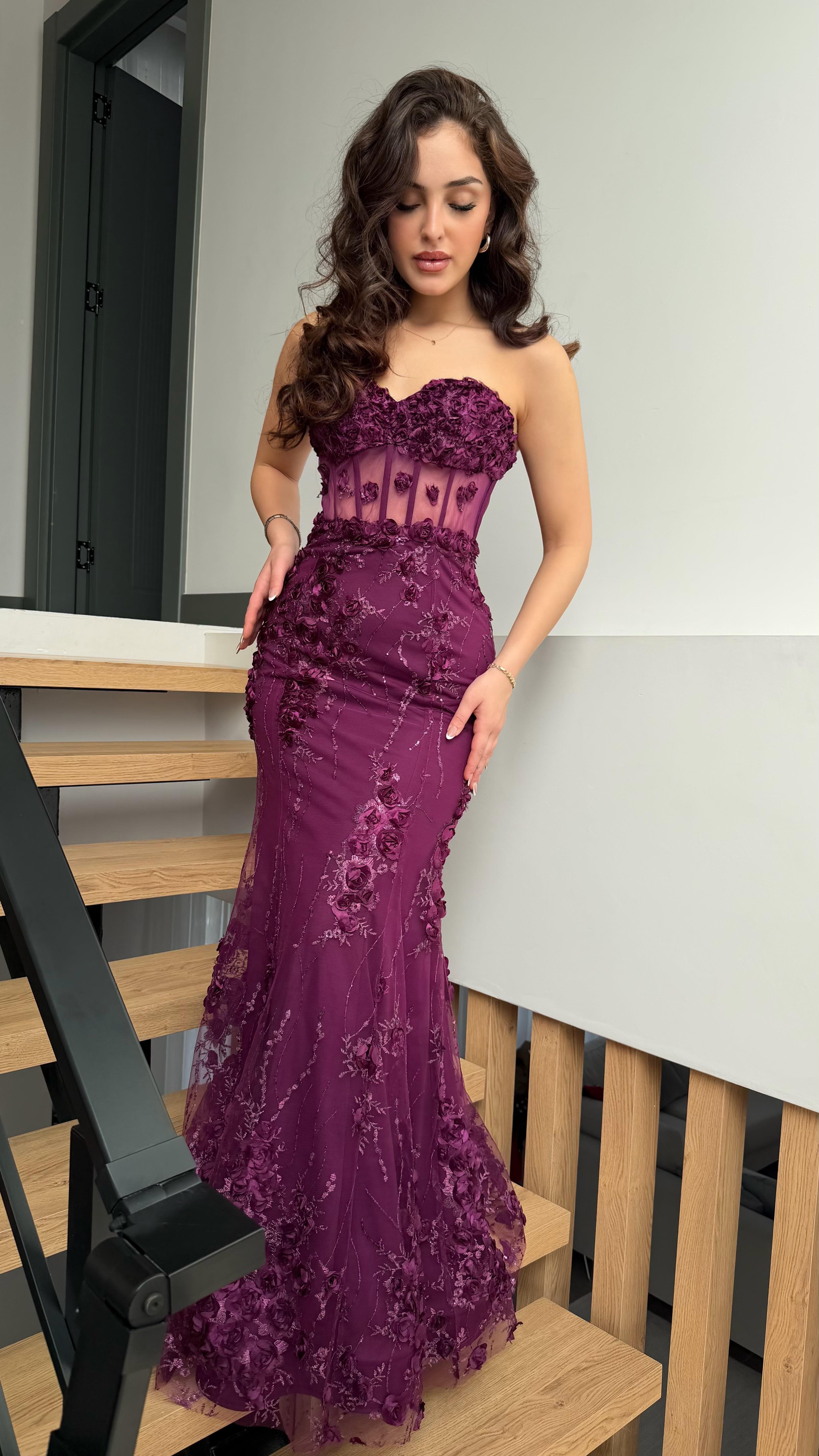Rose Balık Abiye Mor