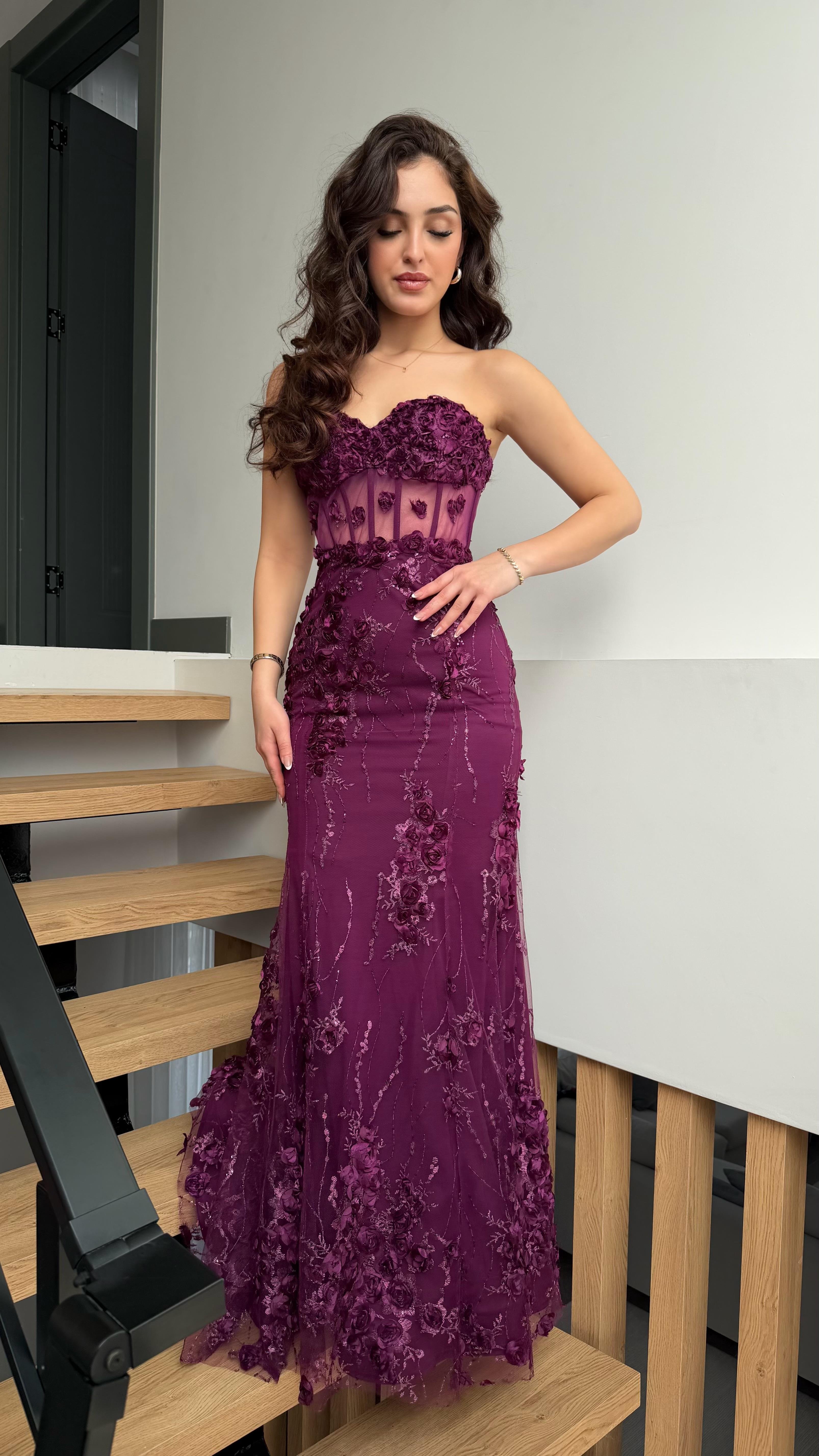 Rose Balık Abiye Mor