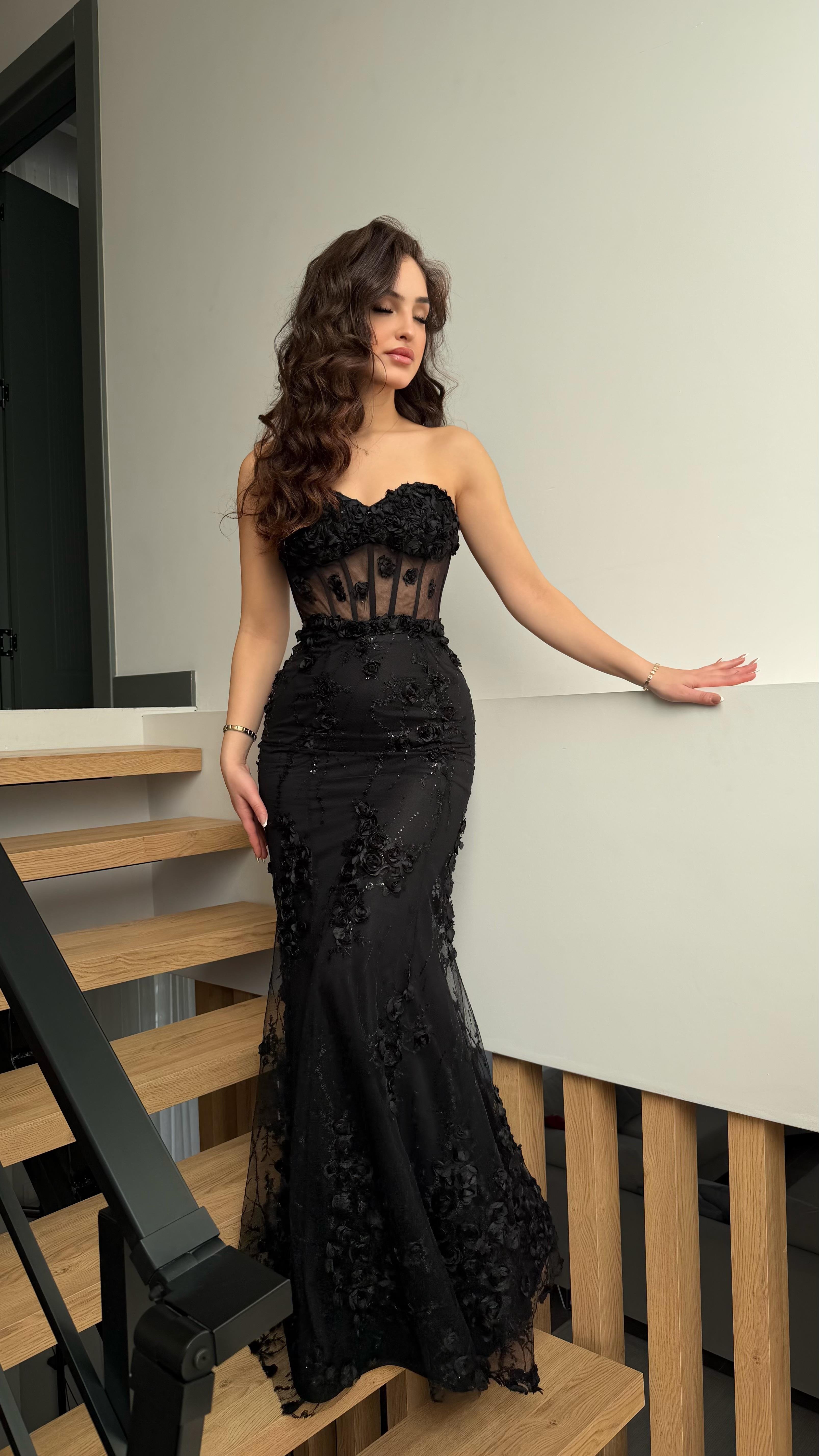 Rose Balık Abiye Siyah