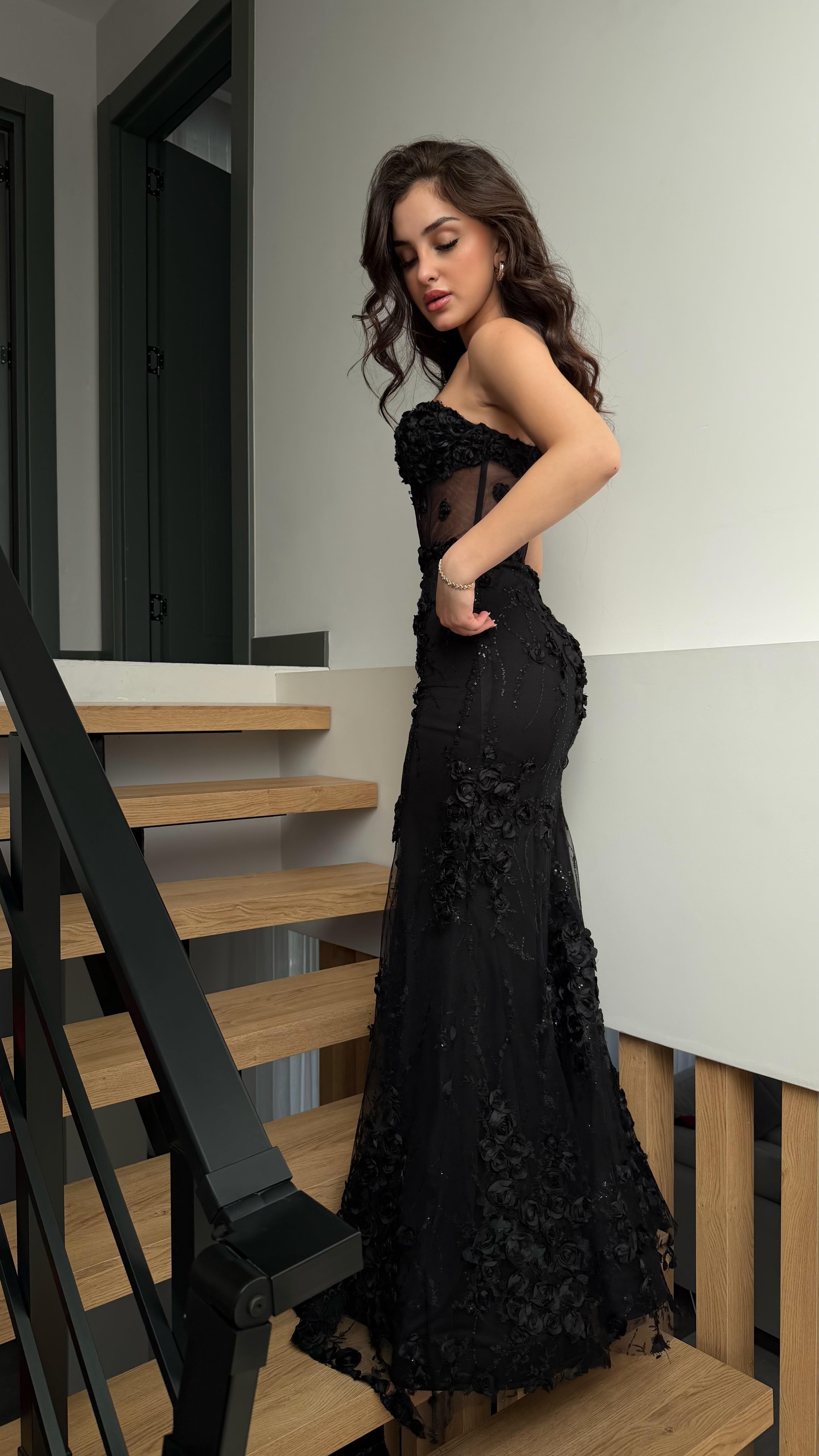 Rose Balık Abiye Siyah