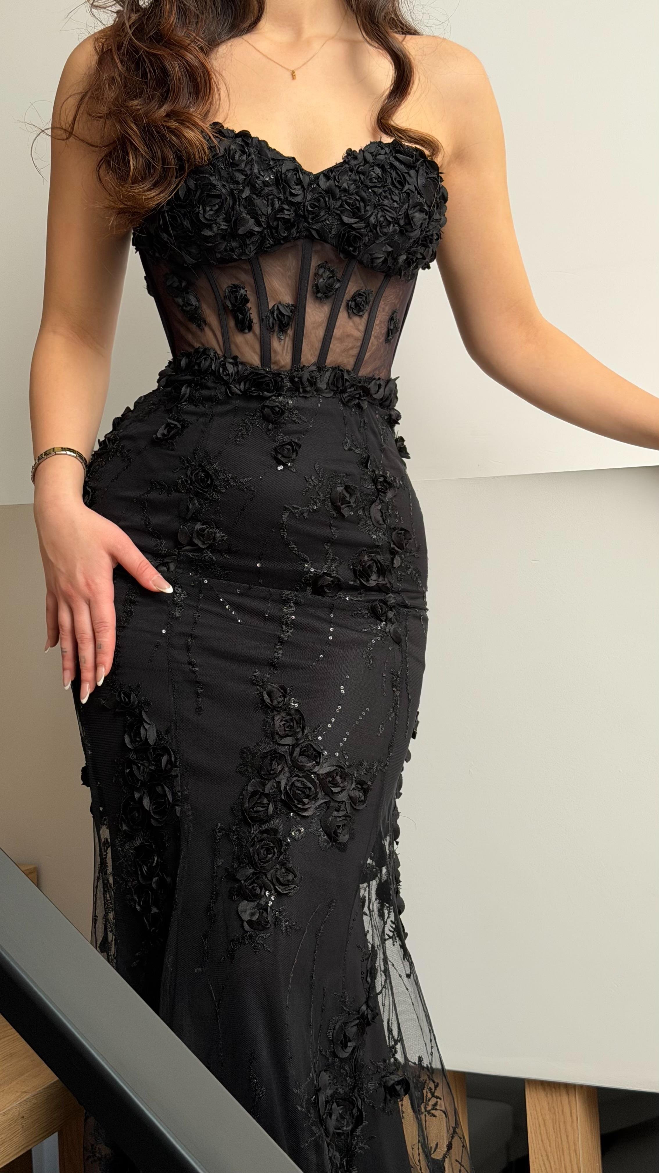 Rose Balık Abiye Siyah