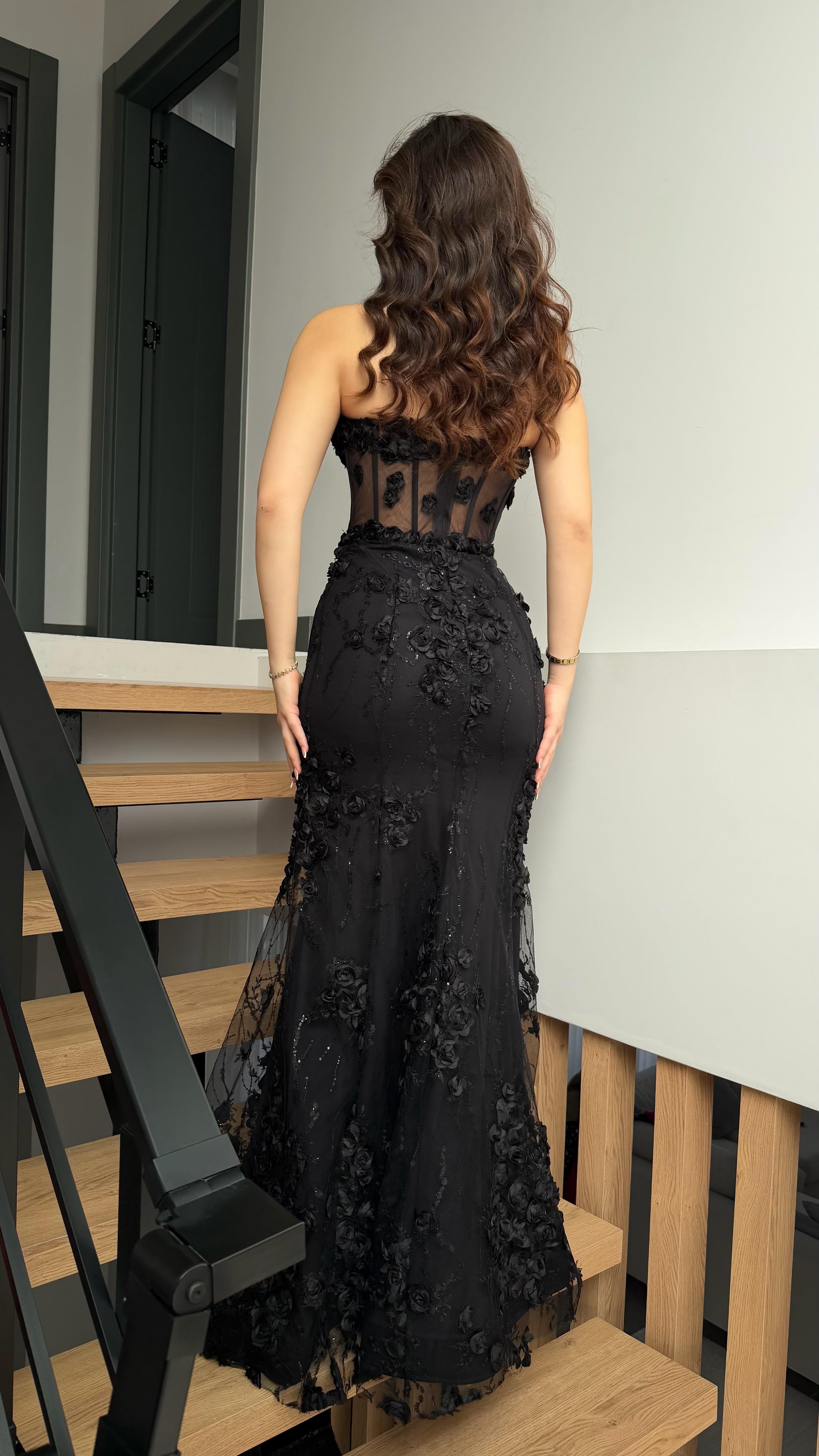 Rose Balık Abiye Siyah