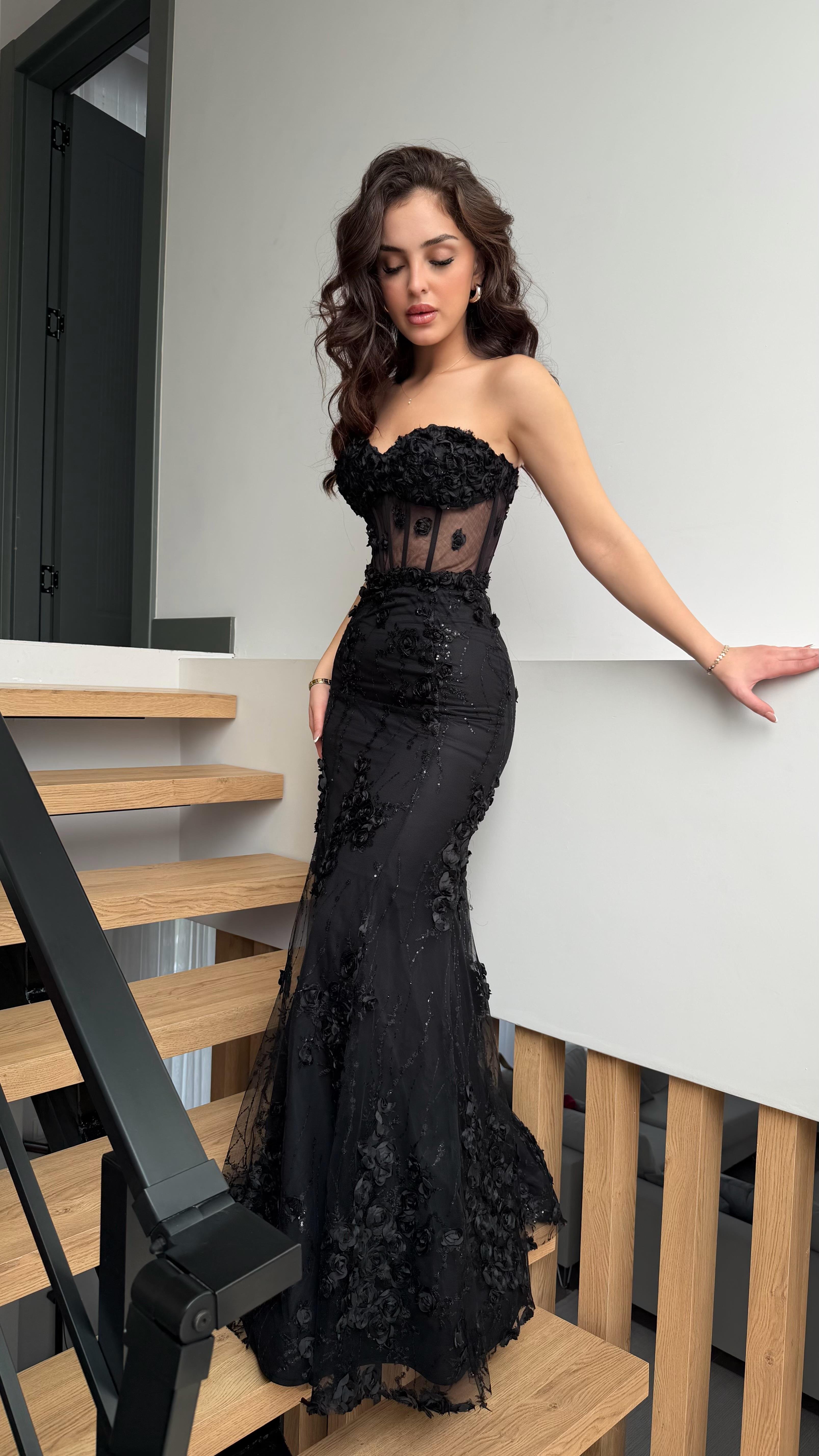 Rose Balık Abiye Siyah