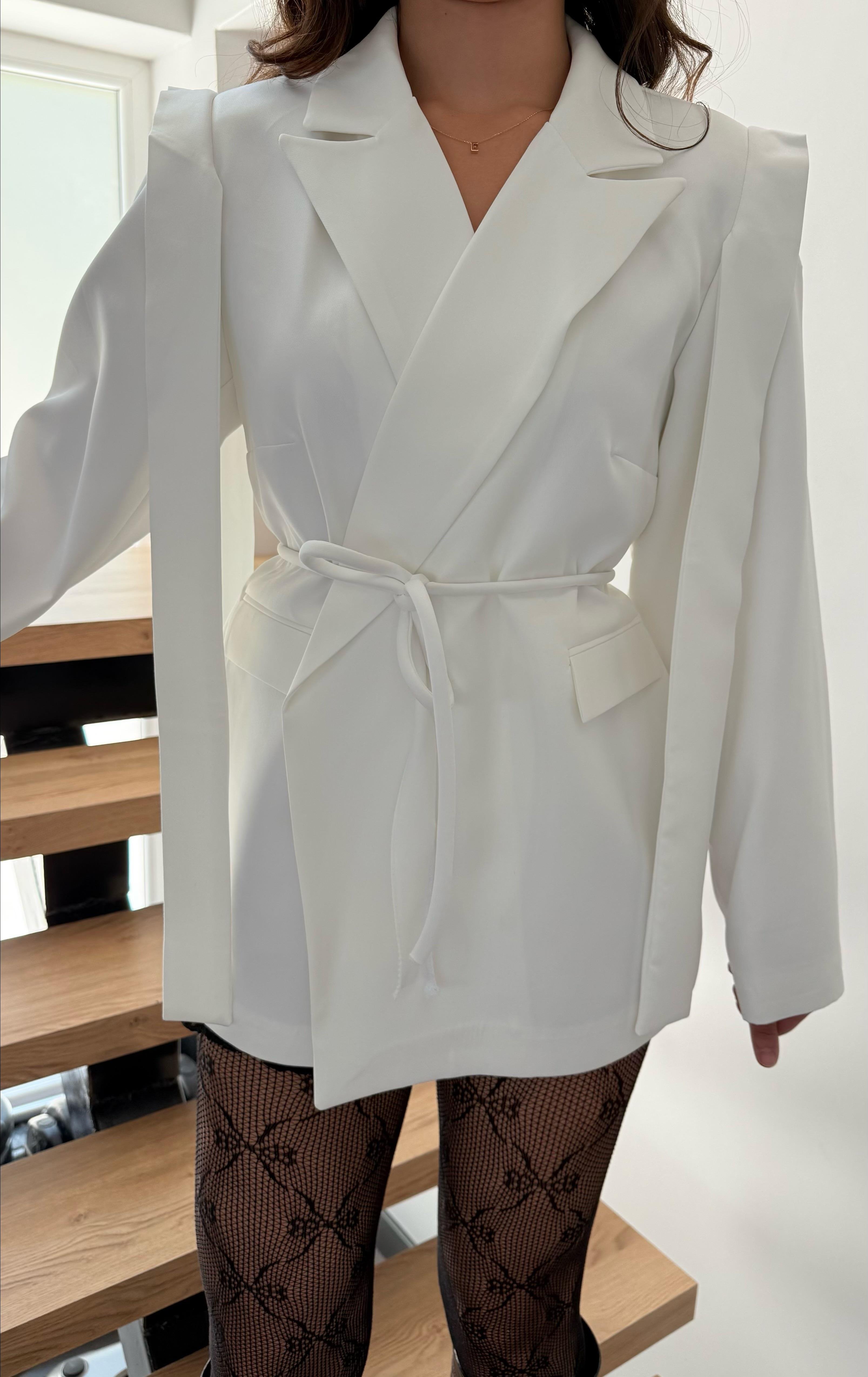 Roxy Tasarım Blazer Ceket Beyaz