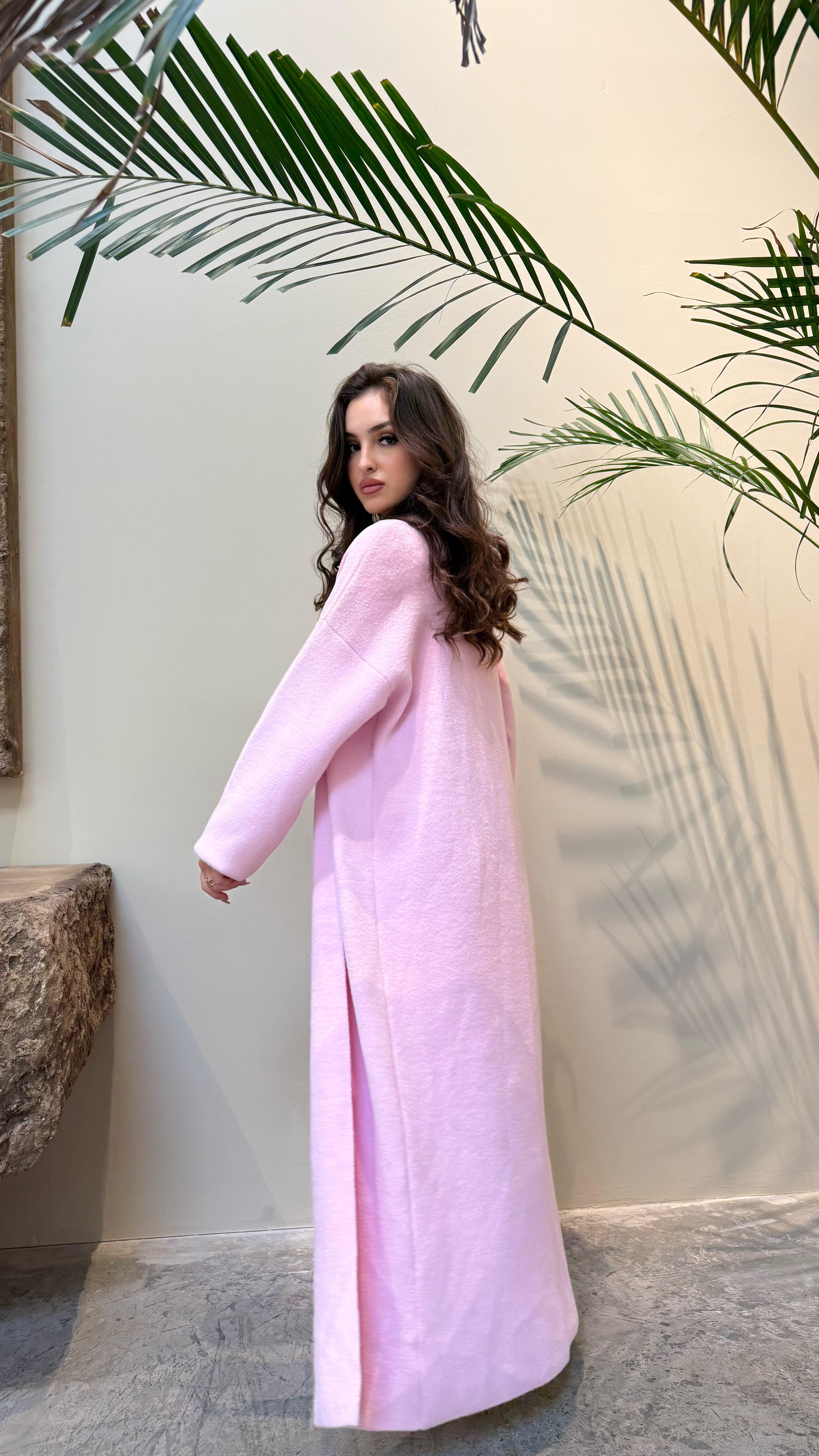 Sakallı Yumuşak Maxi Hırka Pembe