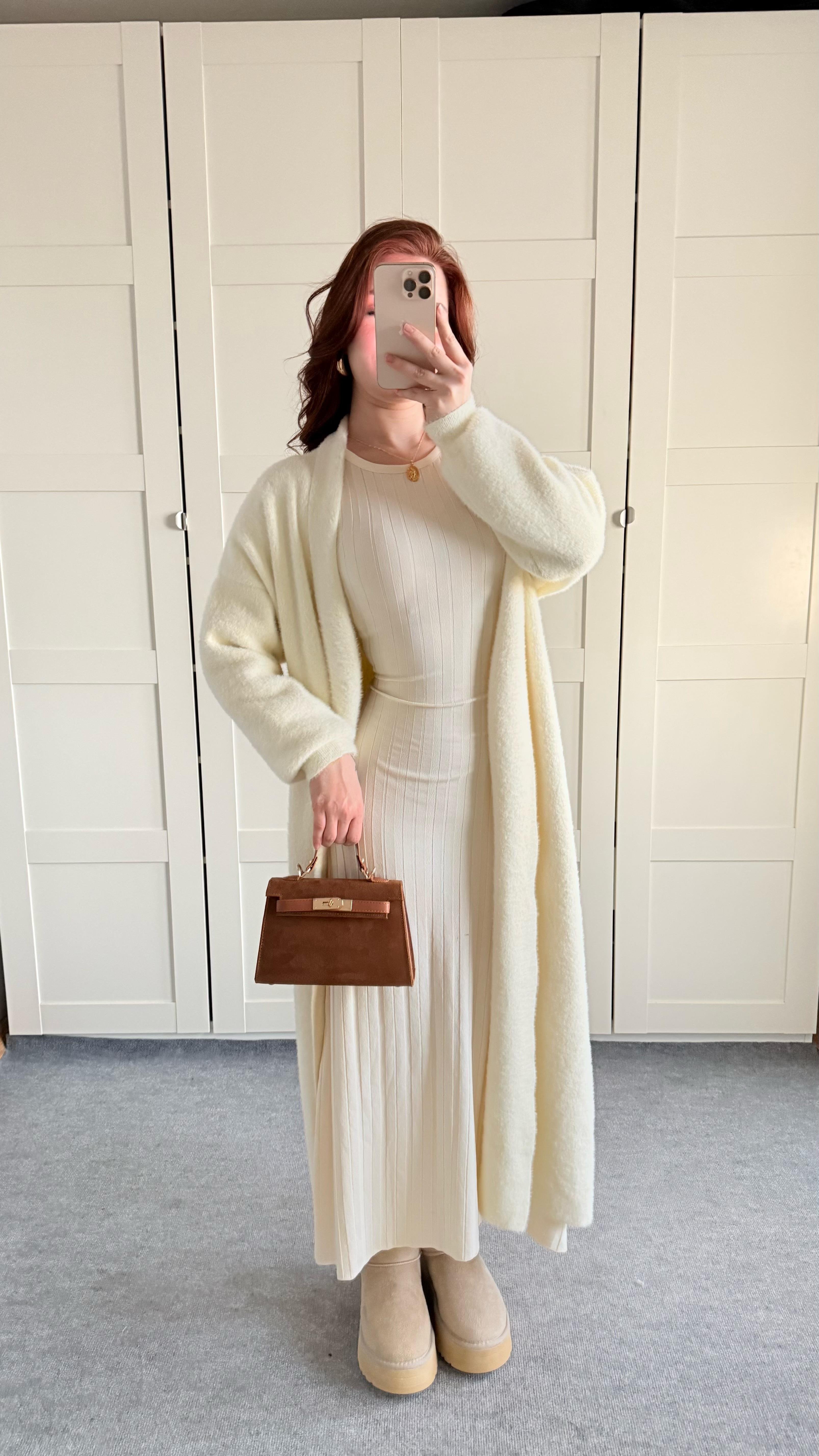 Sakallı Yumuşak Maxi Hırka Vanilya