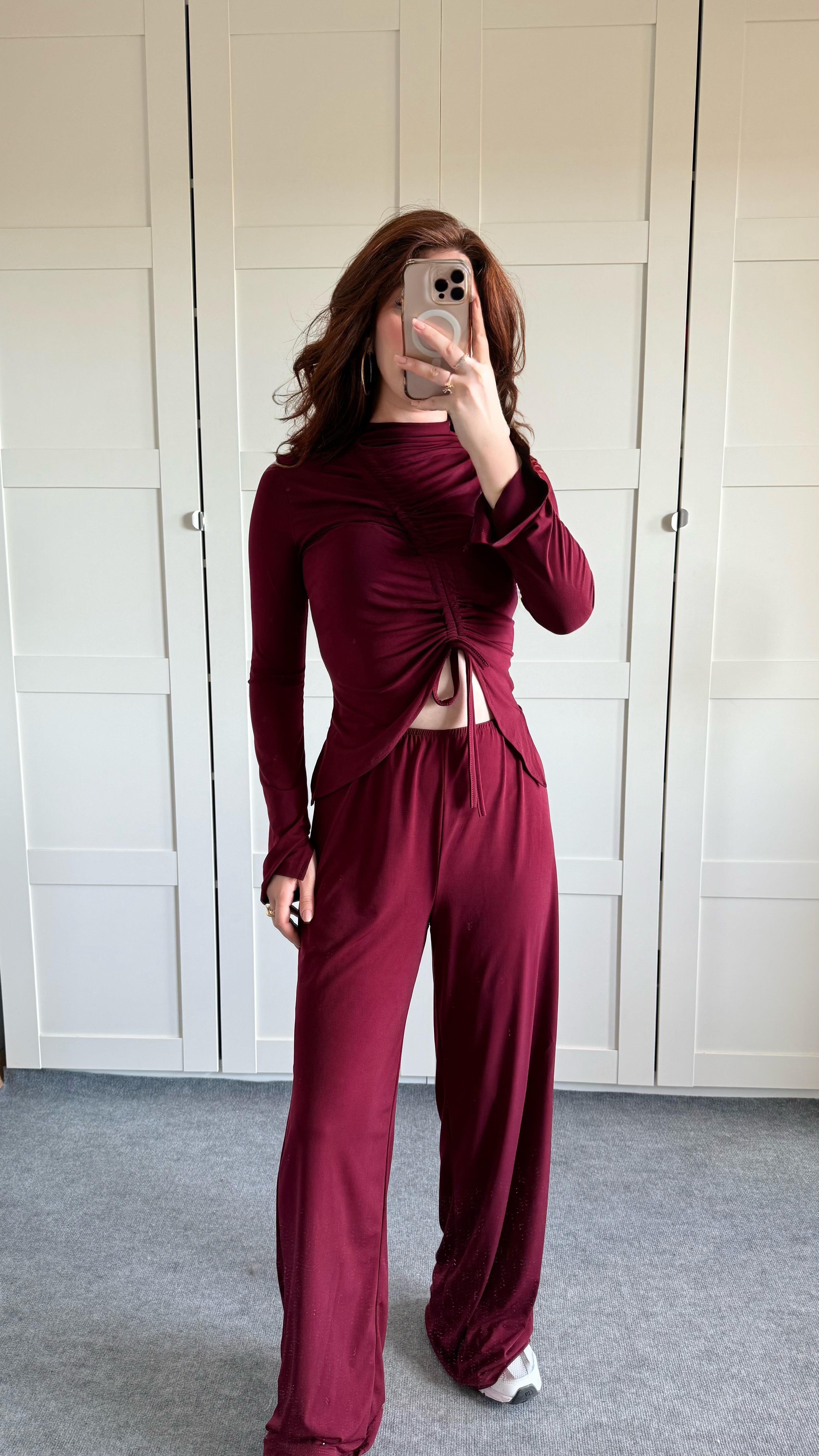 Sandy Büzgülü Takım Bordo