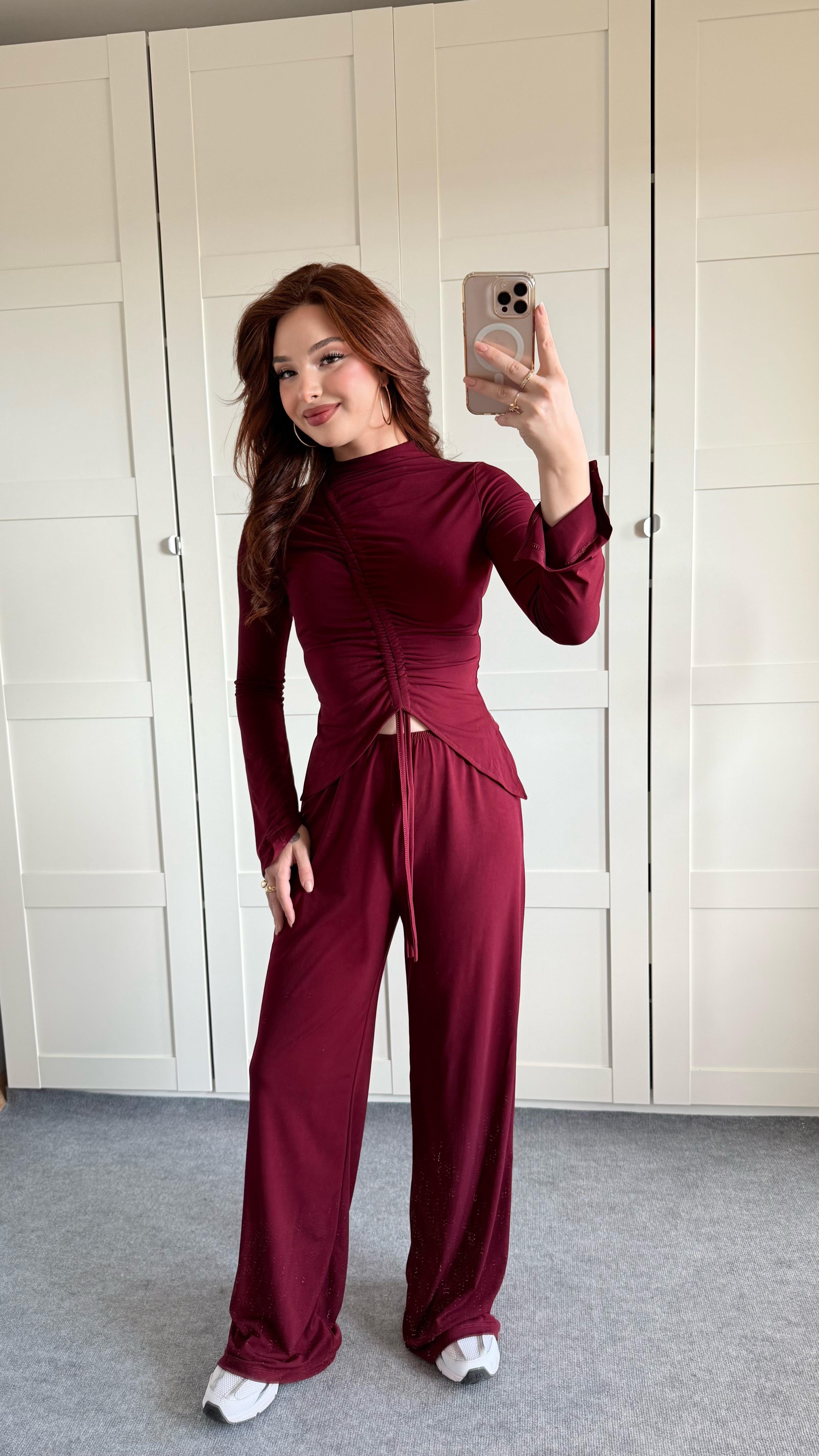 Sandy Büzgülü Takım Bordo