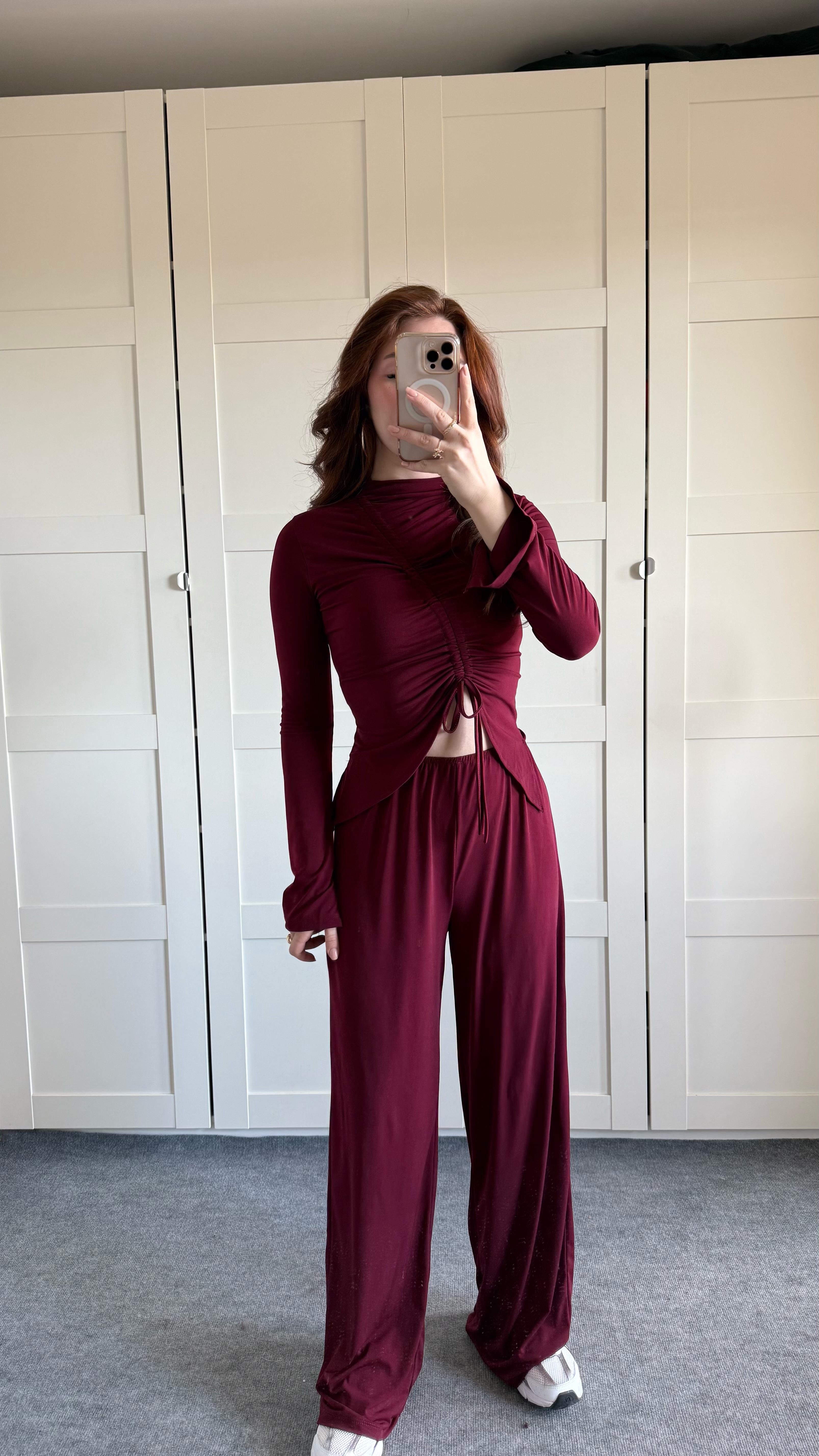 Sandy Büzgülü Takım Bordo
