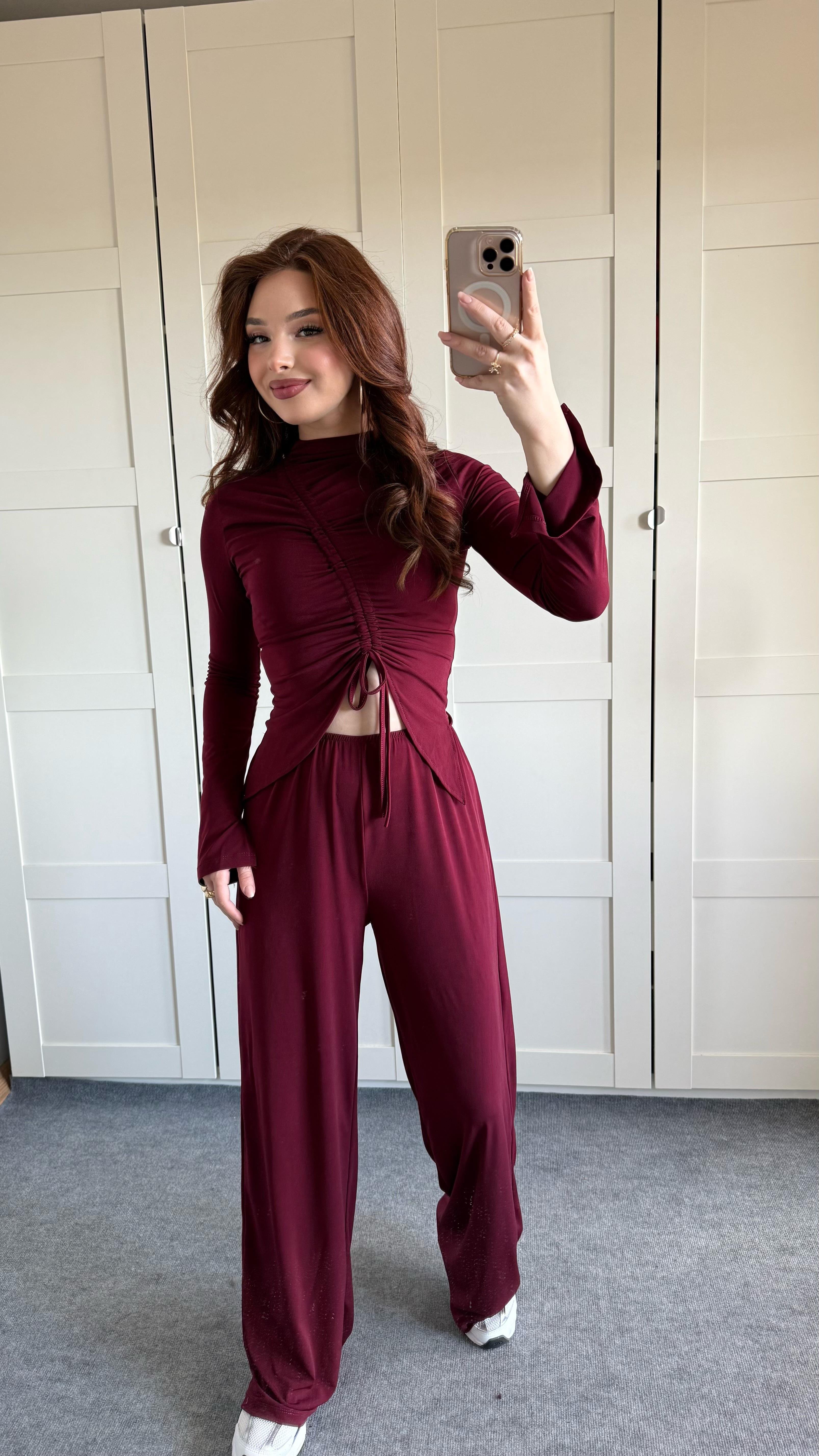 Sandy Büzgülü Takım Bordo