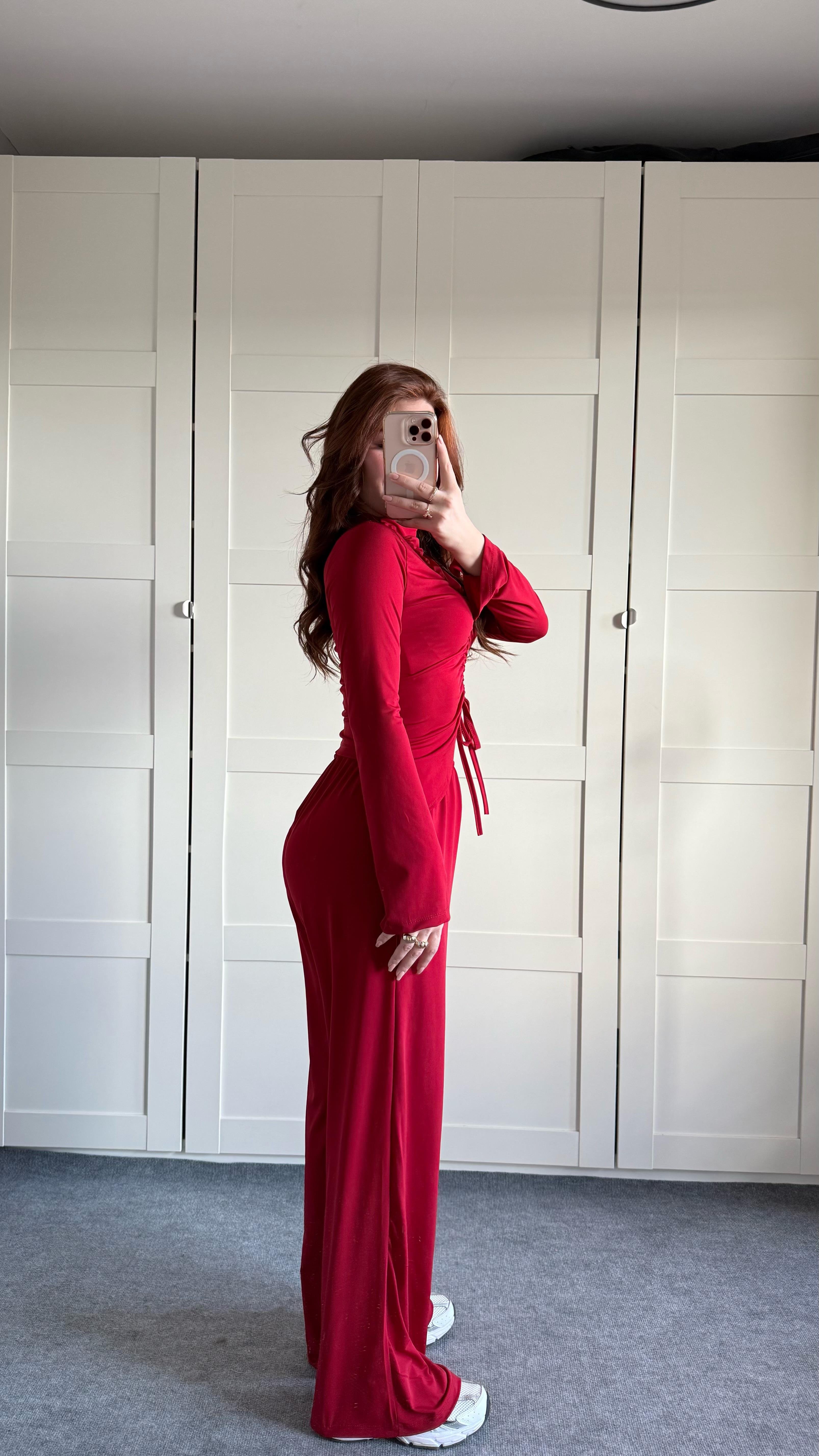 Sandy Büzgülü Takım Kırmızı