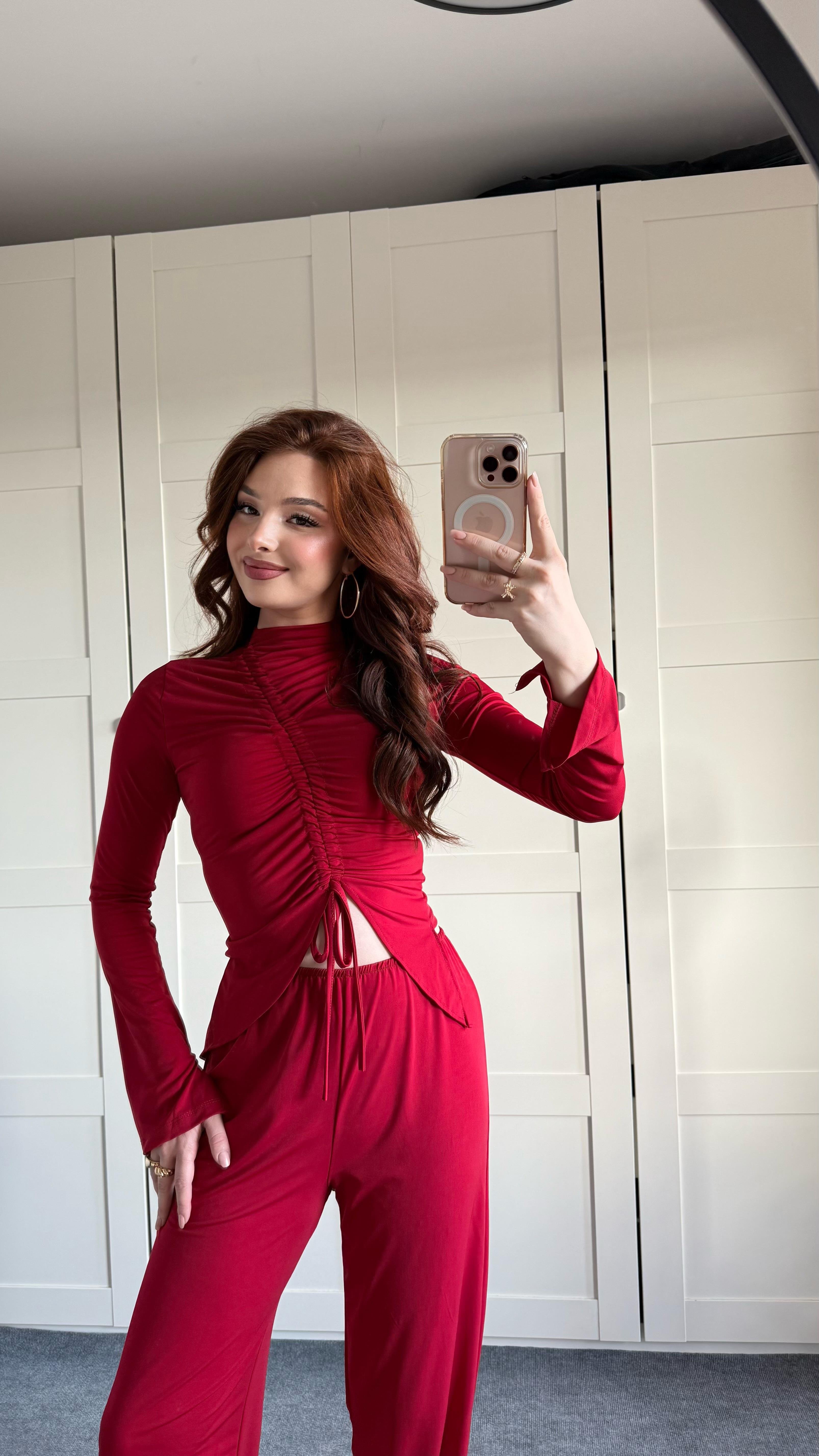 Sandy Büzgülü Takım Kırmızı
