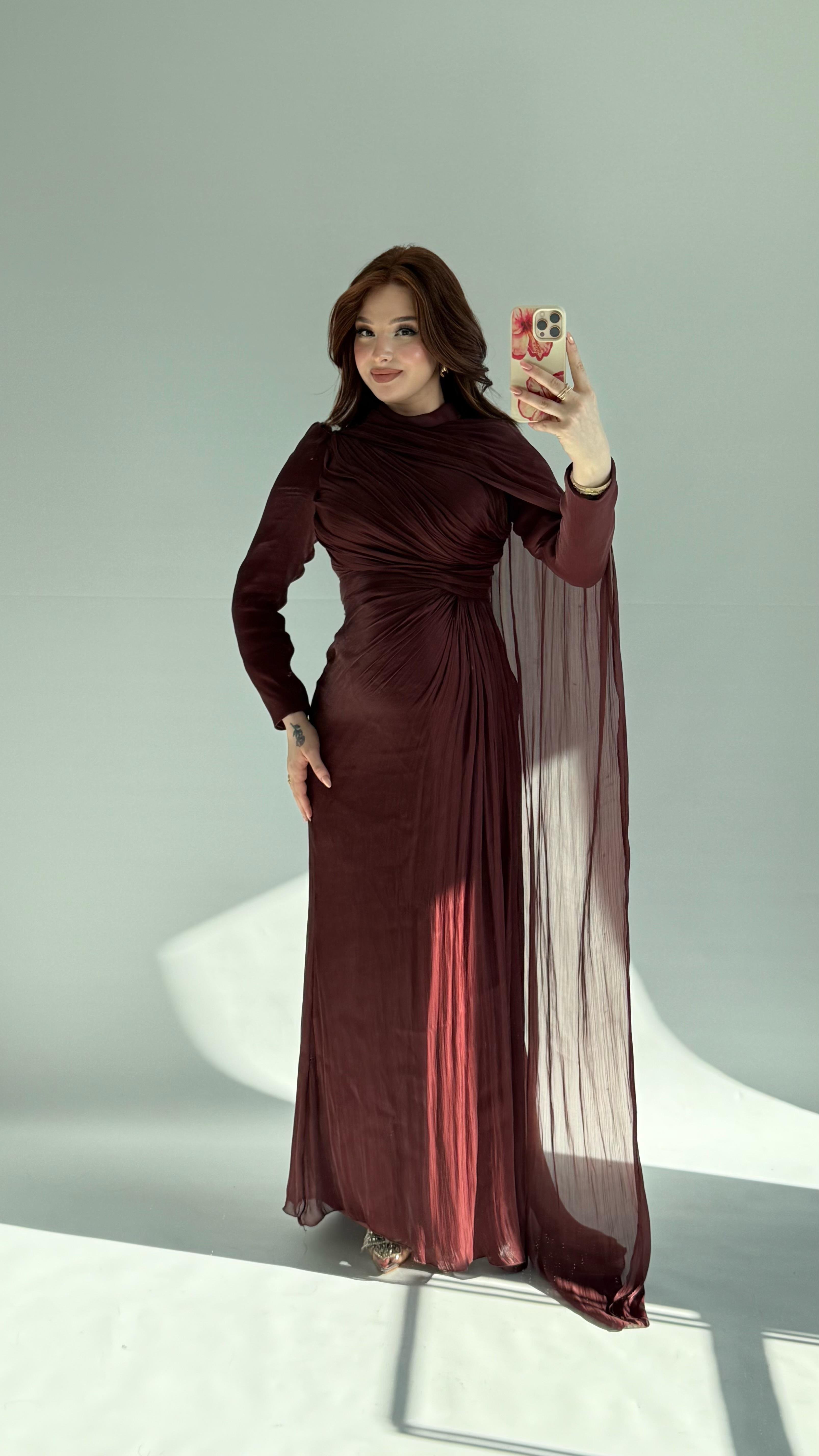 Sansa Pelerinli Abiye Bordo