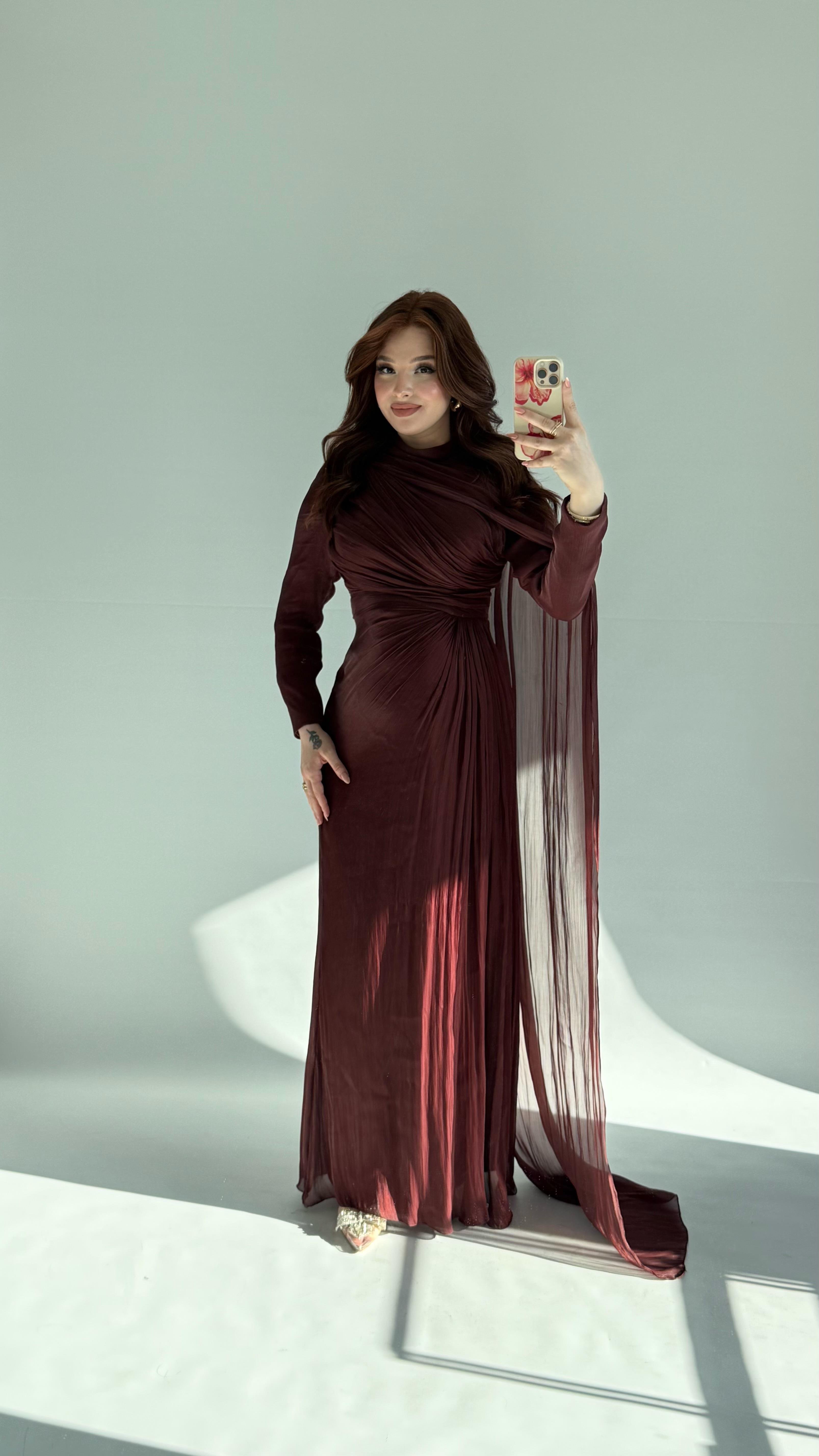 Sansa Pelerinli Abiye Bordo