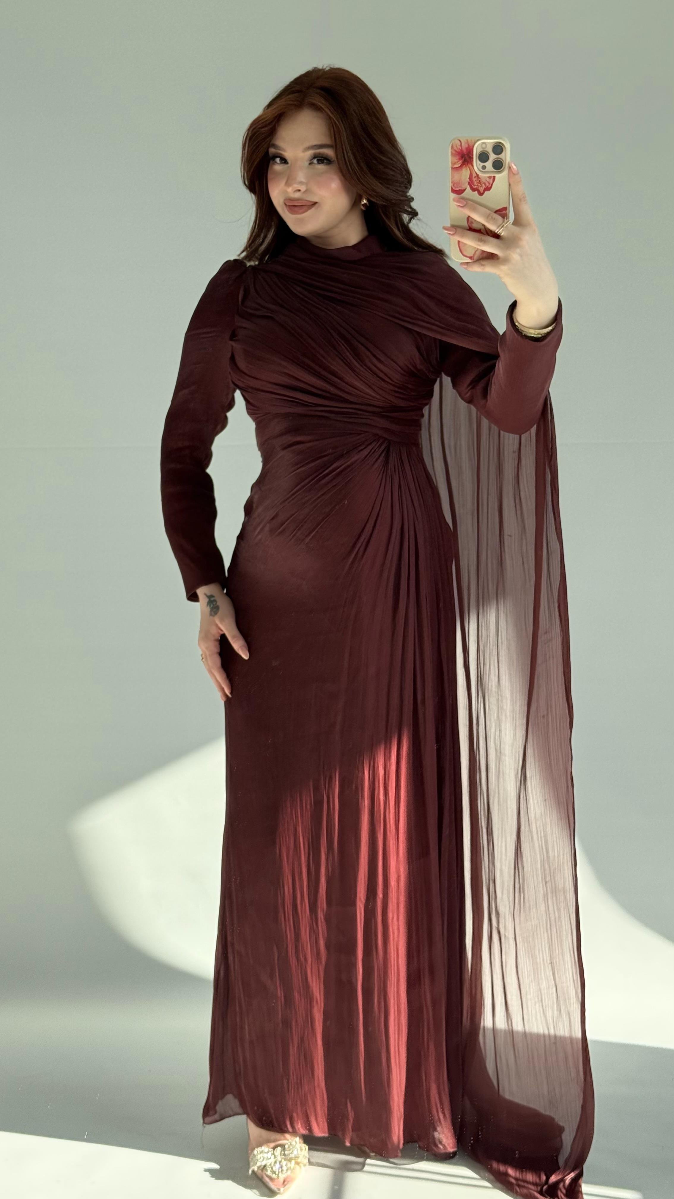 Sansa Pelerinli Abiye Bordo