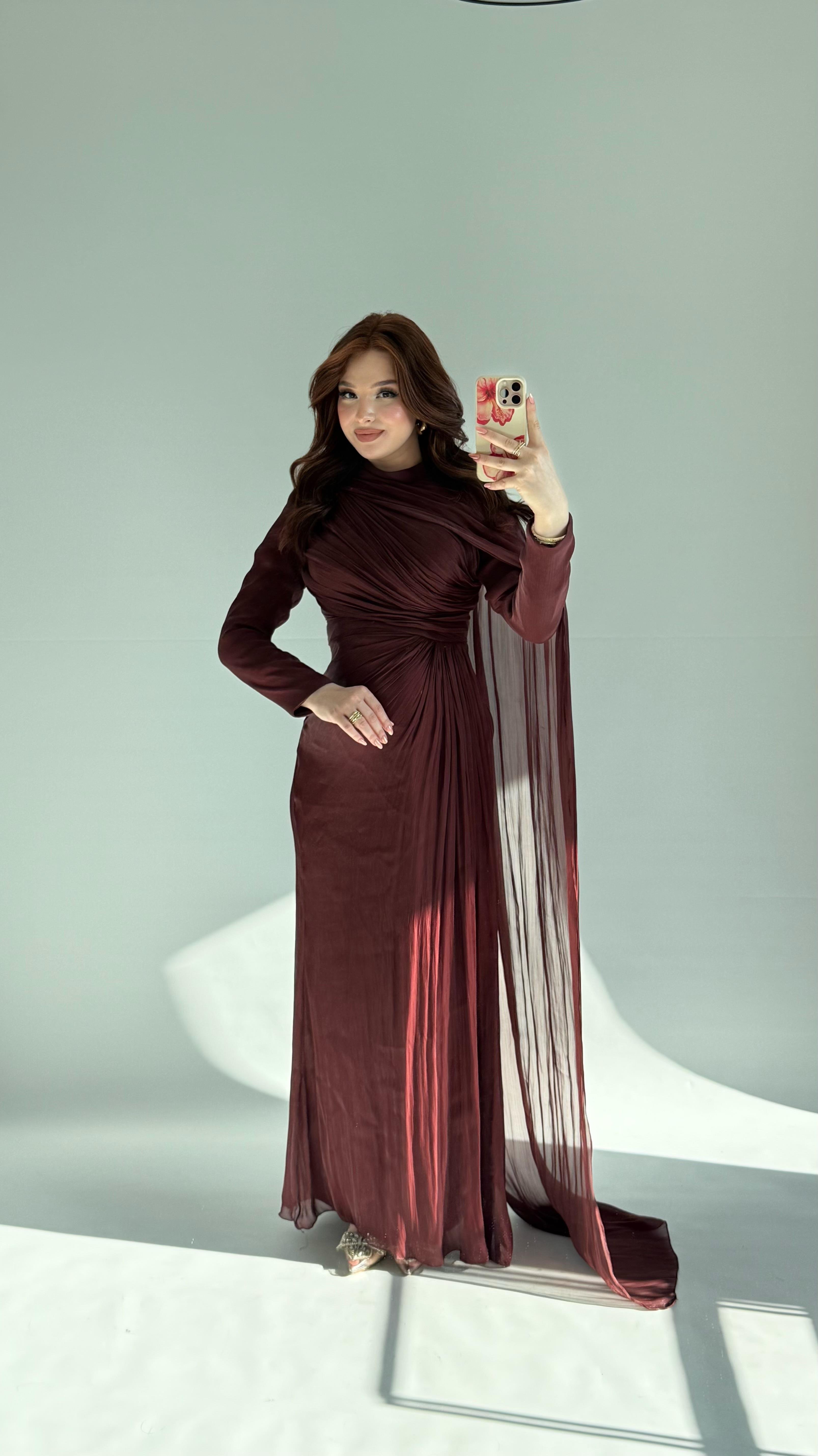 Sansa Pelerinli Abiye Bordo