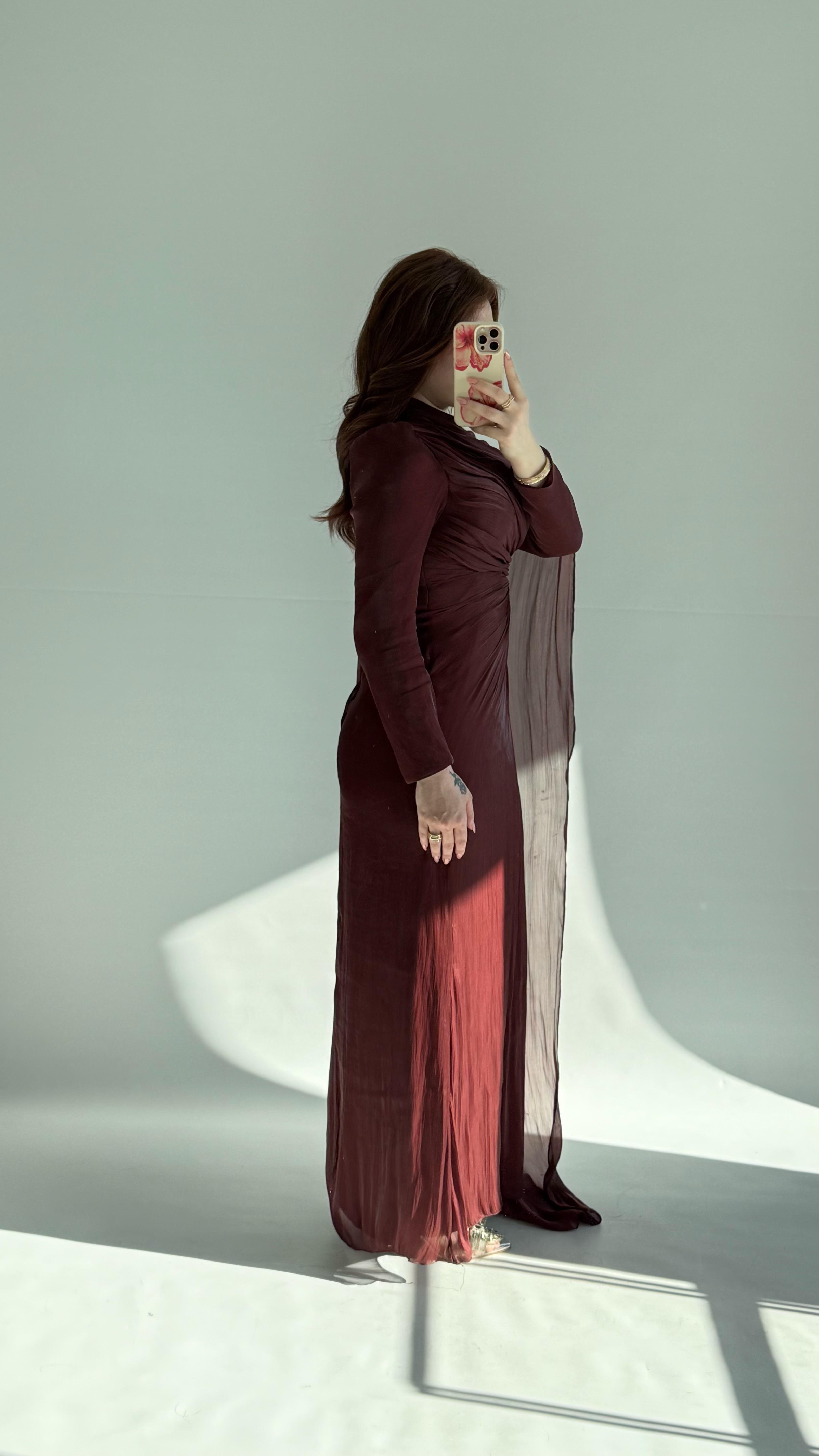 Sansa Pelerinli Abiye Bordo